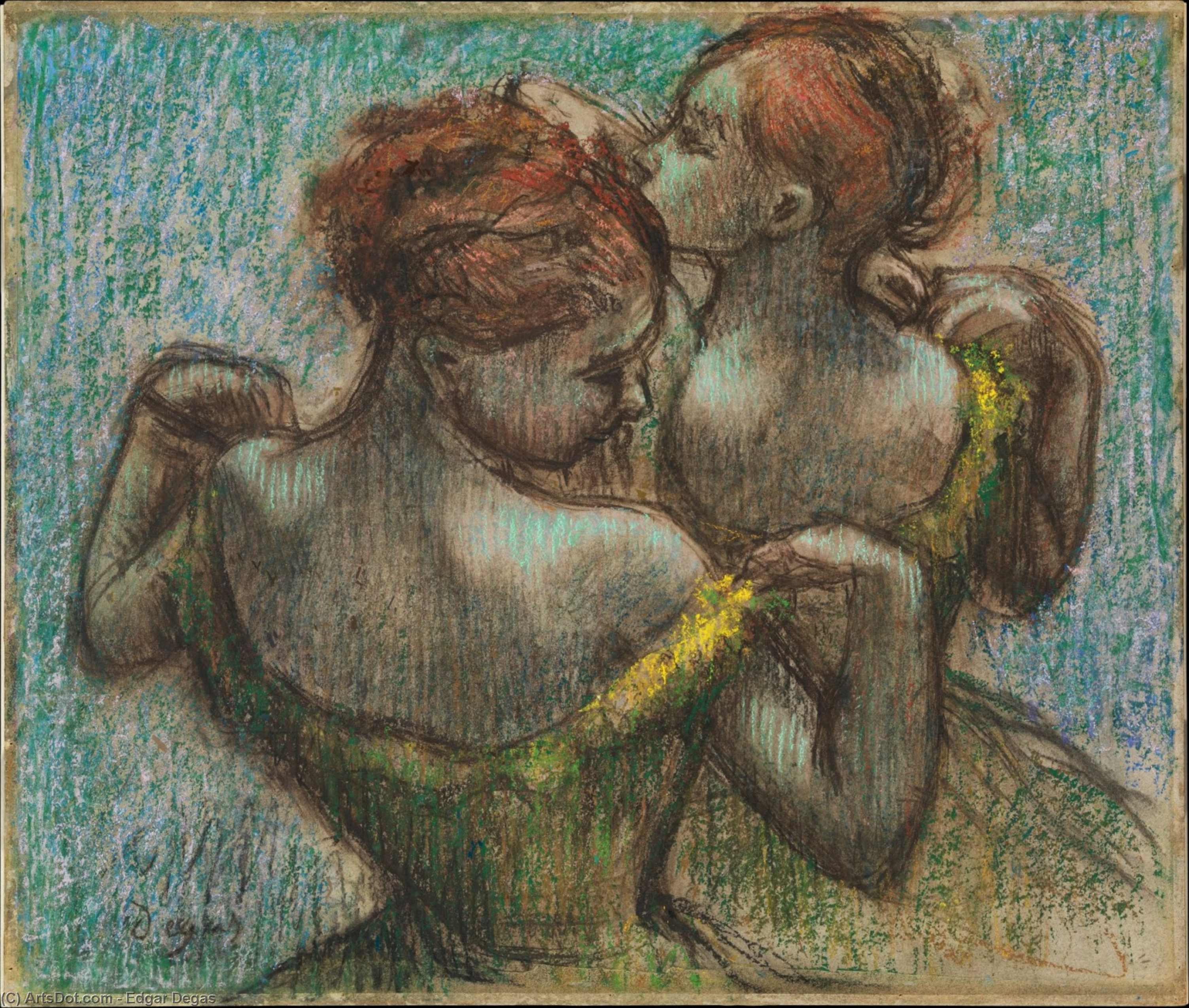 Wikioo.org - The Encyclopedia of Fine Arts - Painting, Artwork by Edgar Degas - Two Dancers, Half-length