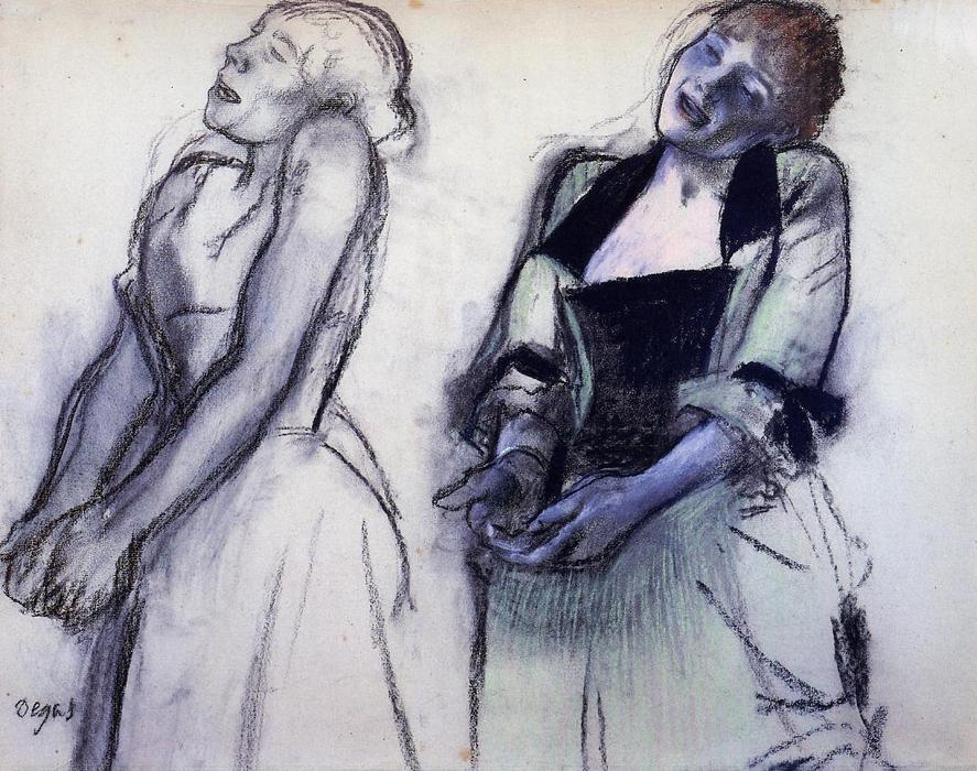 WikiOO.org - Енциклопедия за изящни изкуства - Живопис, Произведения на изкуството Edgar Degas - Two Studies for 'Music Hall Singers'
