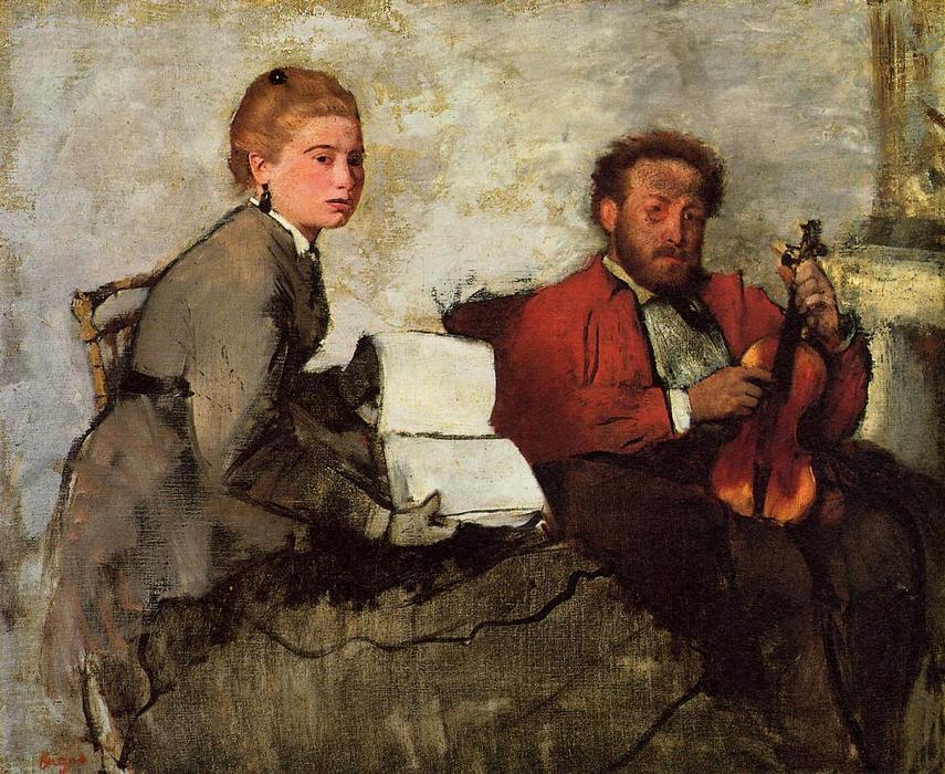 WikiOO.org - Enciklopedija dailės - Tapyba, meno kuriniai Edgar Degas - Violinist and Young Woman