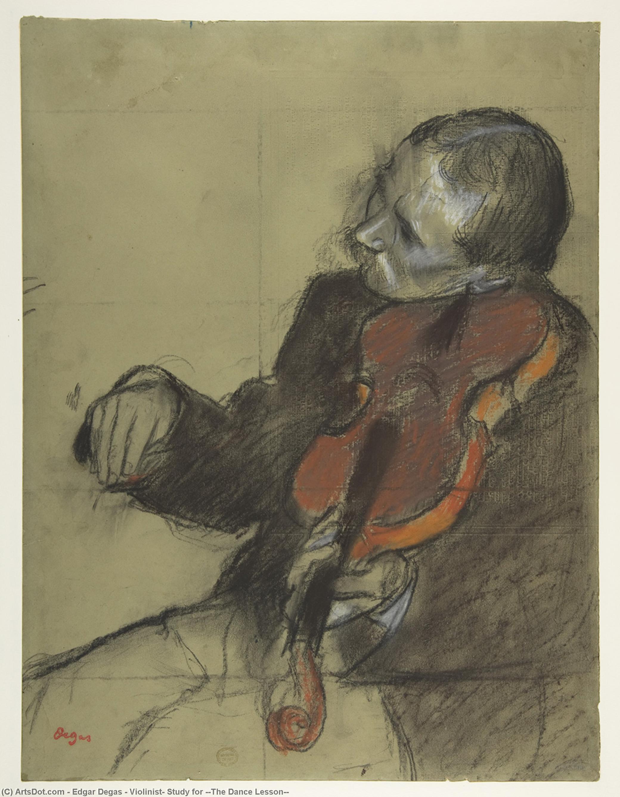 Wikioo.org – La Enciclopedia de las Bellas Artes - Pintura, Obras de arte de Edgar Degas - Violinista , Estudiar para ''The Baile Lesson''