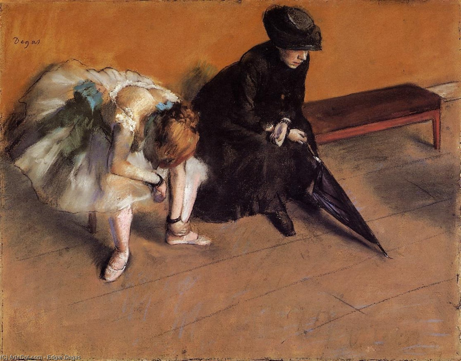 Wikioo.org - The Encyclopedia of Fine Arts - Painting, Artwork by Edgar Degas - Waiting