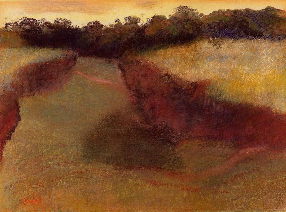 Wikioo.org - The Encyclopedia of Fine Arts - Painting, Artwork by Edgar Degas - Wheatfield and Line of Trees
