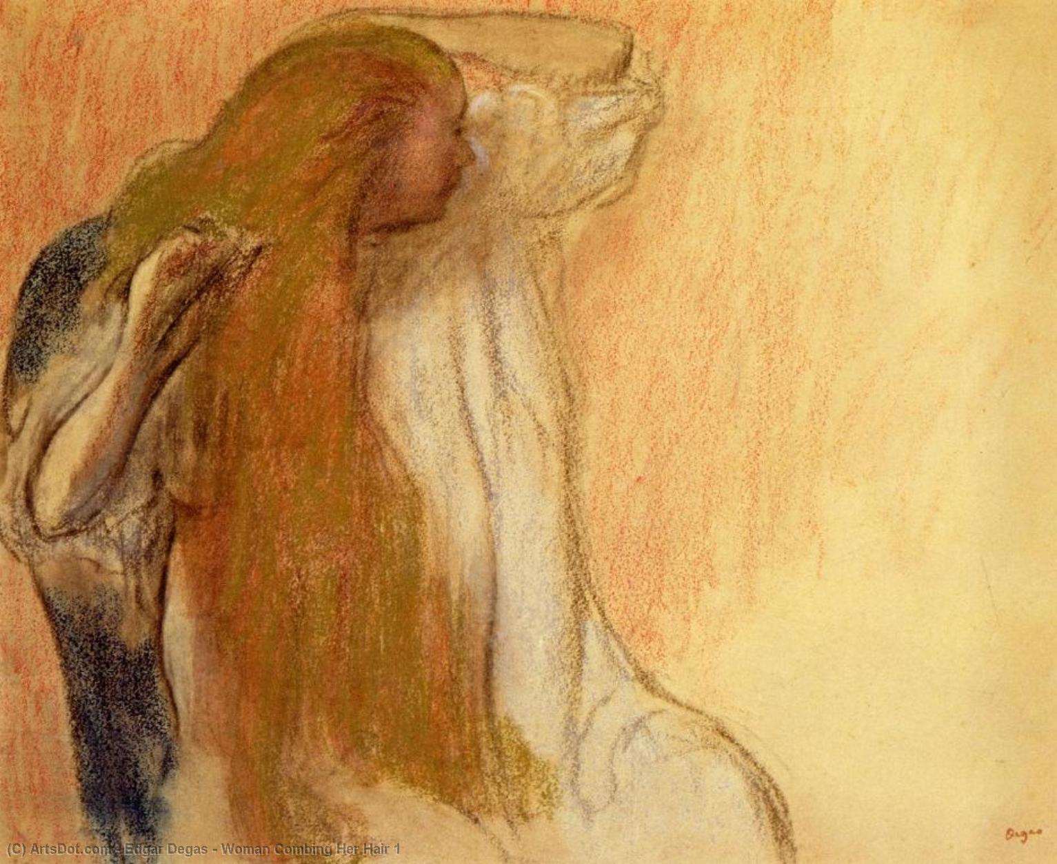 WikiOO.org - Encyclopedia of Fine Arts - Maleri, Artwork Edgar Degas - Woman Combing Her Hair 1