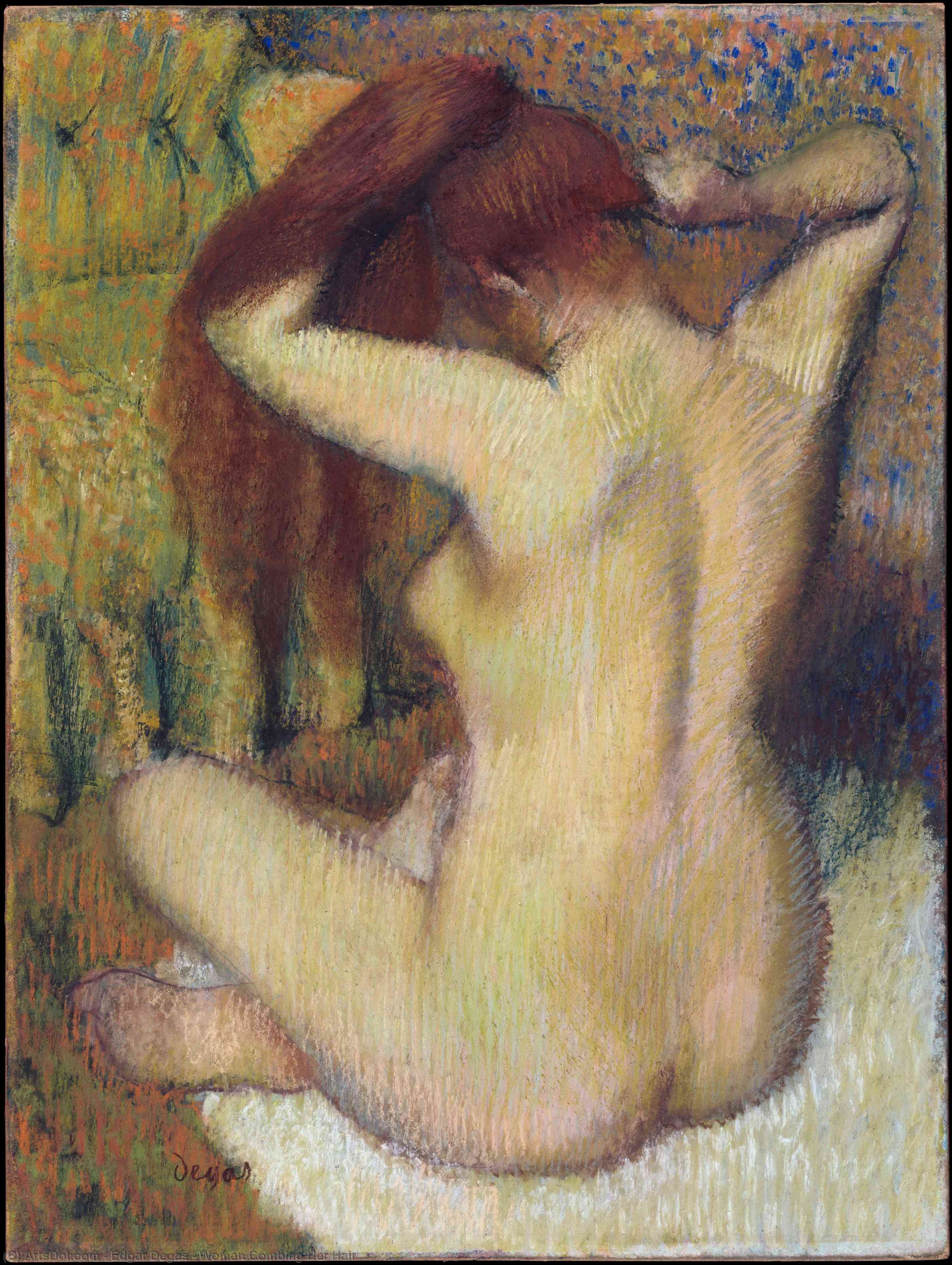 WikiOO.org - Εγκυκλοπαίδεια Καλών Τεχνών - Ζωγραφική, έργα τέχνης Edgar Degas - Woman Combing Her Hair