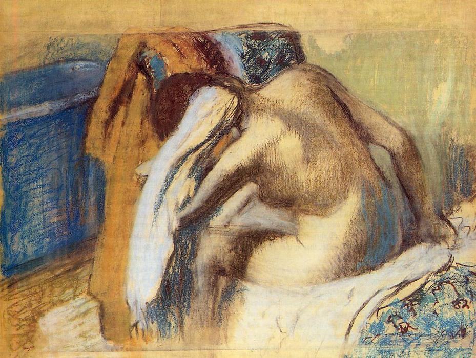Wikioo.org – L'Enciclopedia delle Belle Arti - Pittura, Opere di Edgar Degas - donna di asciugatura lei  capelli
