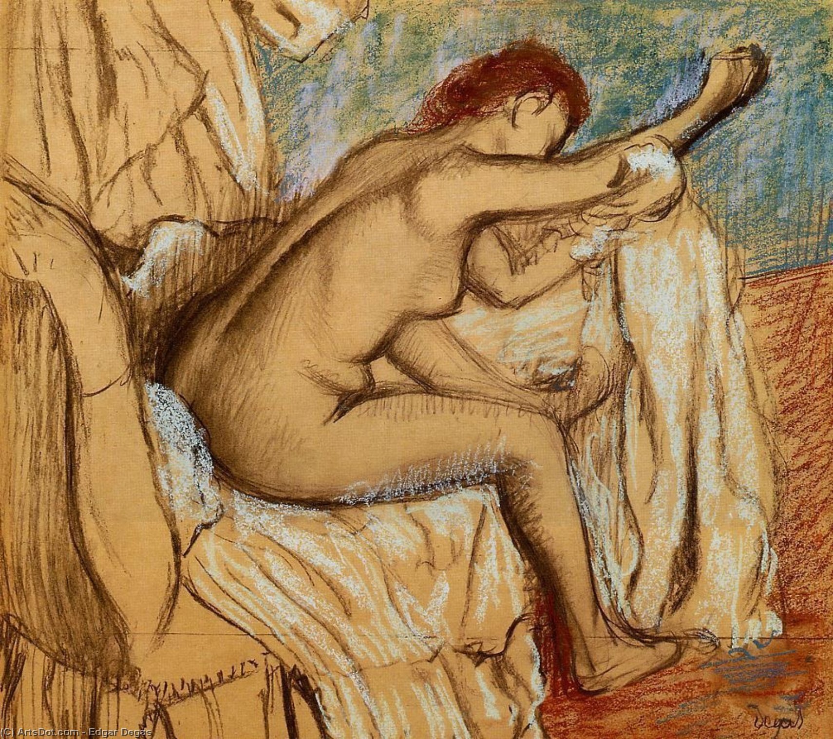 Wikioo.org - The Encyclopedia of Fine Arts - Painting, Artwork by Edgar Degas - Woman Drying Herself 1