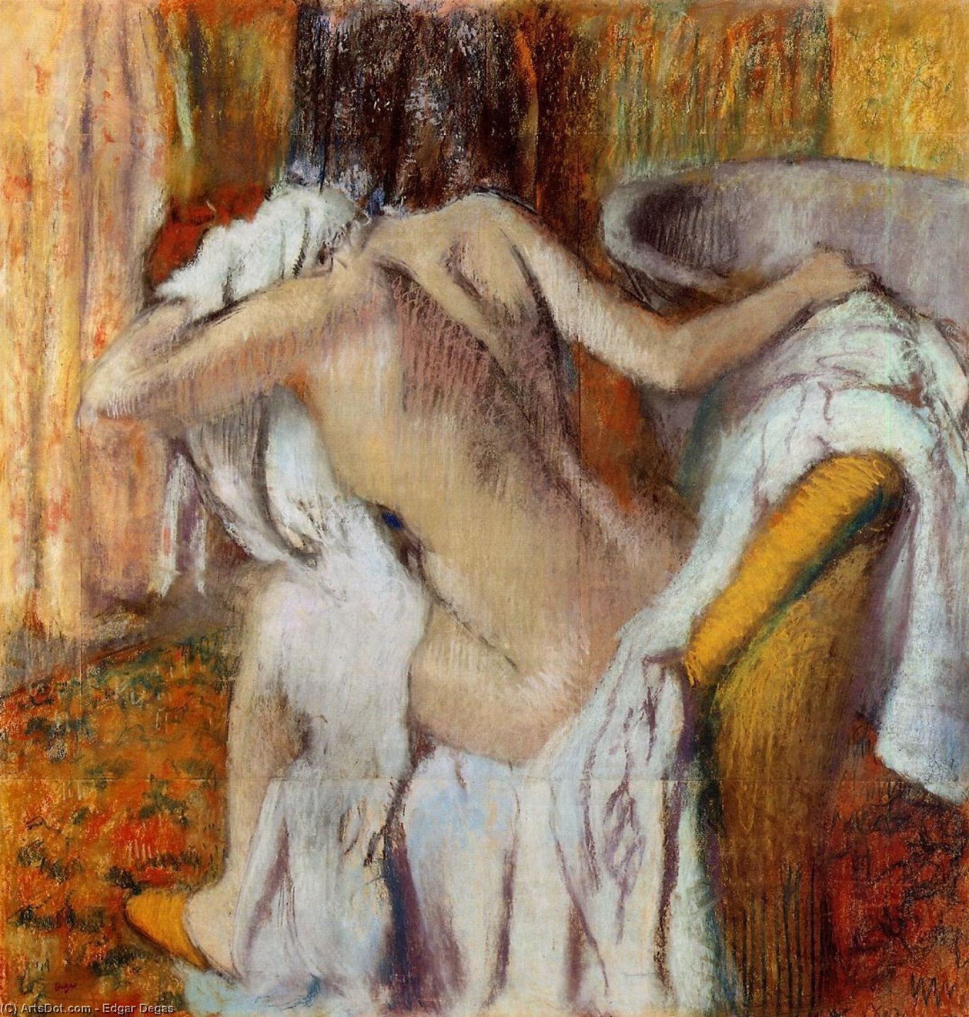 Wikioo.org - The Encyclopedia of Fine Arts - Painting, Artwork by Edgar Degas - Woman Drying Herself