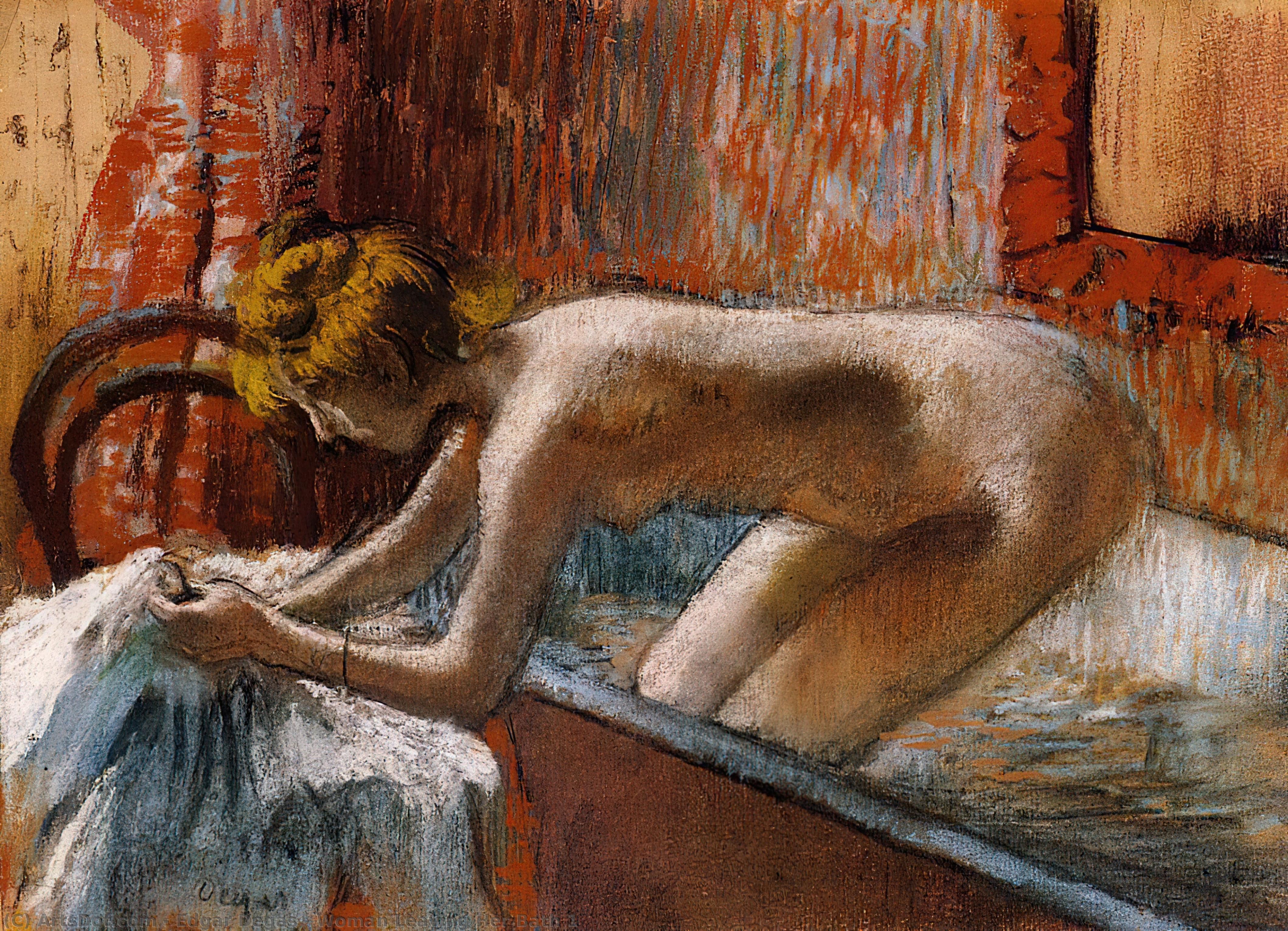 Wikioo.org - The Encyclopedia of Fine Arts - Painting, Artwork by Edgar Degas - Woman Leaving Her Bath 1