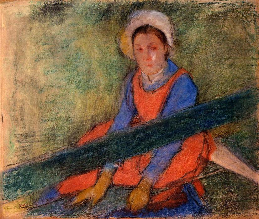 Wikioo.org – L'Enciclopedia delle Belle Arti - Pittura, Opere di Edgar Degas - donna seduti su  Un  panchina