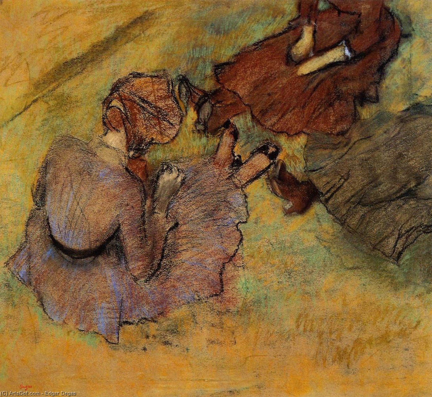 WikiOO.org - Енциклопедія образотворчого мистецтва - Живопис, Картини
 Edgar Degas - Woman Seated on the Grass