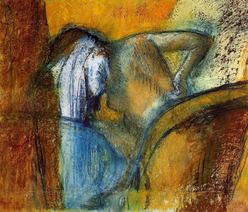 Wikioo.org - The Encyclopedia of Fine Arts - Painting, Artwork by Edgar Degas - Woman Seen from Behind, Drying Hair