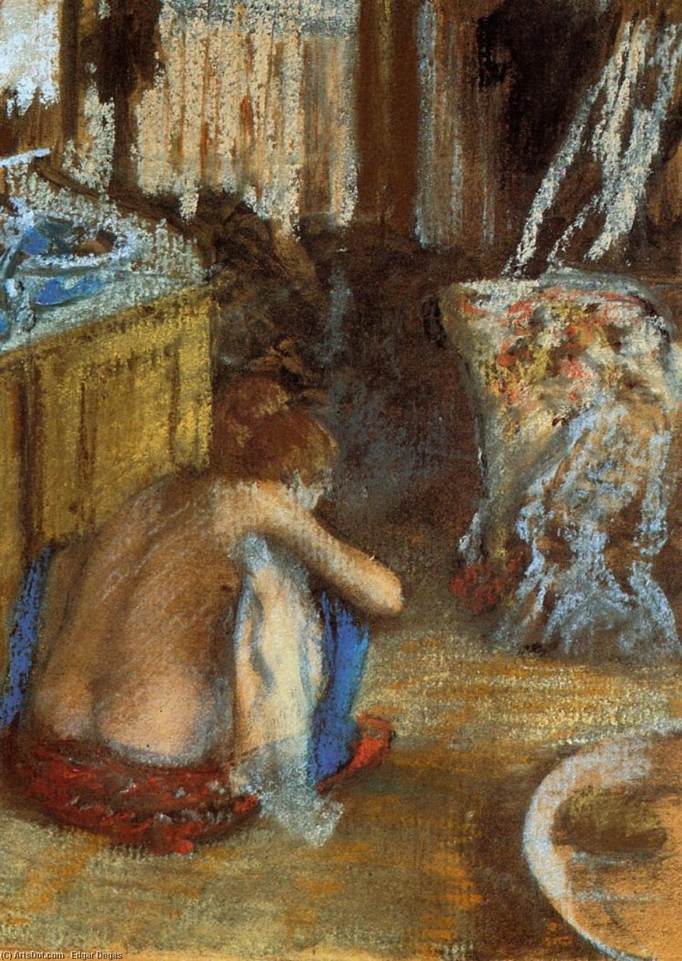 Wikioo.org - Bách khoa toàn thư về mỹ thuật - Vẽ tranh, Tác phẩm nghệ thuật Edgar Degas - Woman Squatting