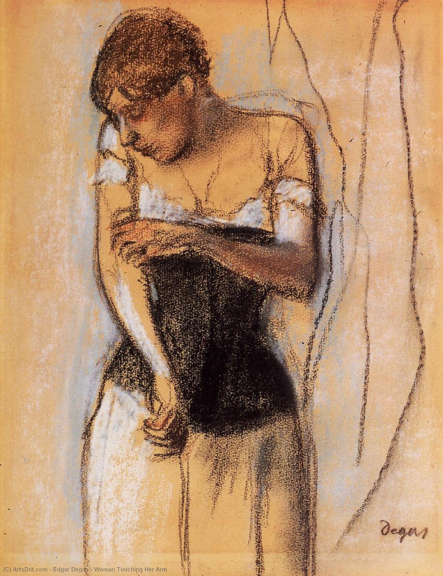 Wikioo.org – L'Enciclopedia delle Belle Arti - Pittura, Opere di Edgar Degas - donna Toccante  lei  braccio