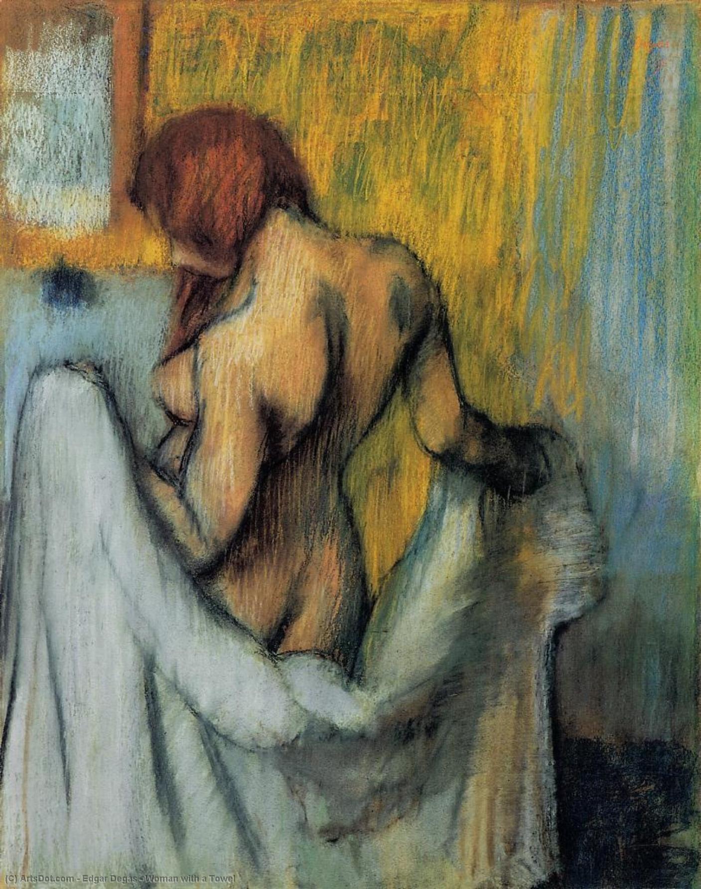WikiOO.org - Энциклопедия изобразительного искусства - Живопись, Картины  Edgar Degas - Женщина с полотенцем