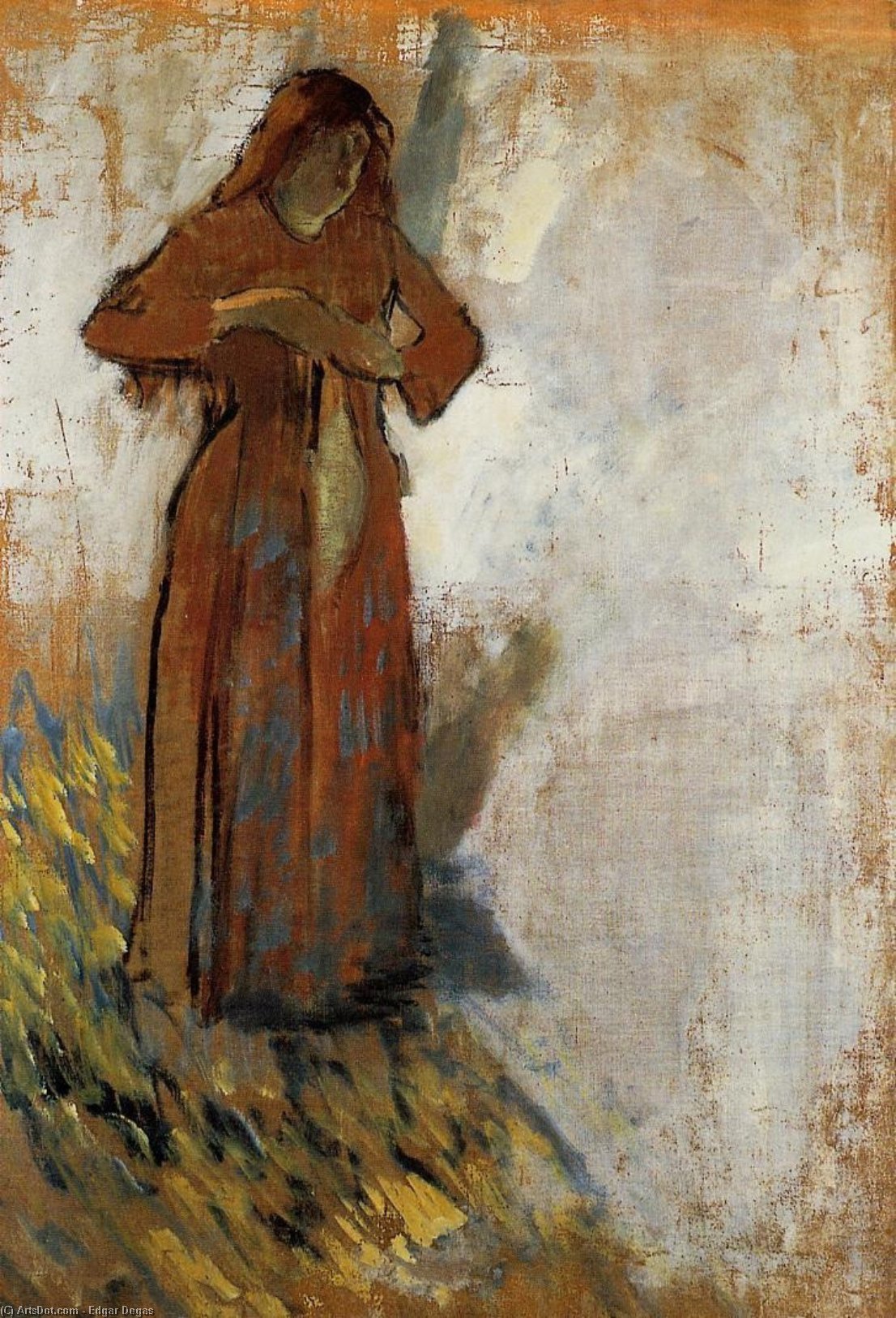 Wikioo.org - The Encyclopedia of Fine Arts - Painting, Artwork by Edgar Degas - Woman with Loose Red Hair