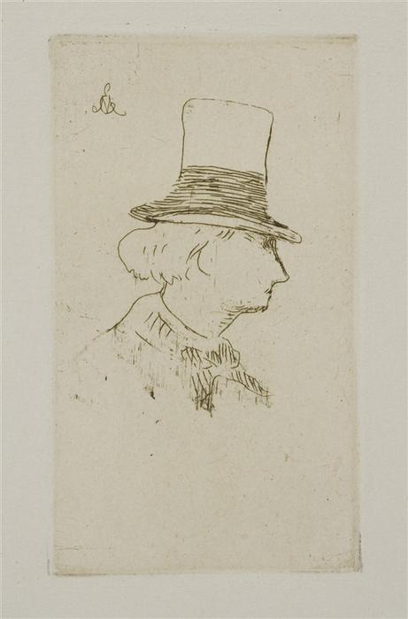 Wikoo.org - موسوعة الفنون الجميلة - اللوحة، العمل الفني Edouard Manet - Baudelaire de profil en chapeau