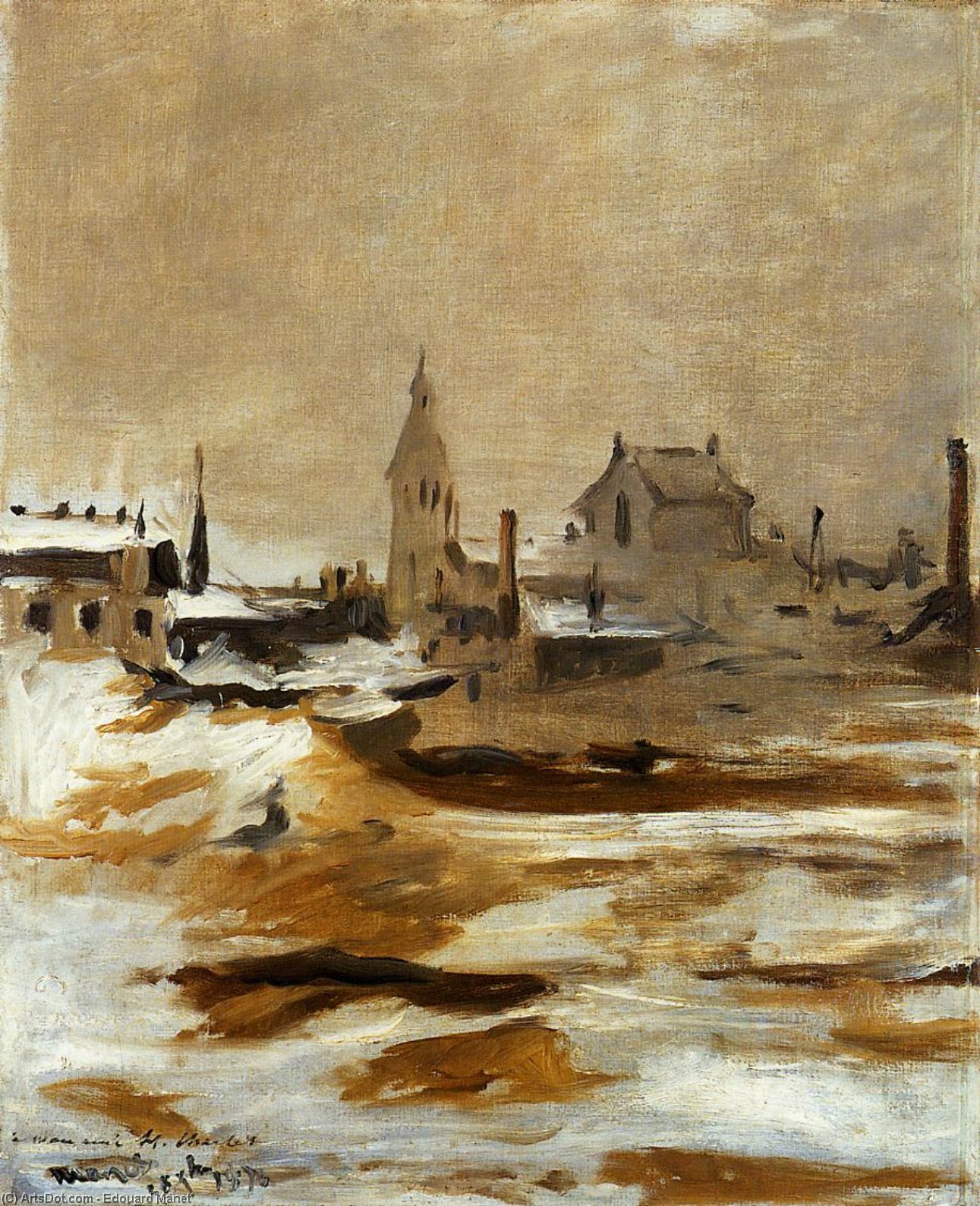 Wikioo.org – L'Encyclopédie des Beaux Arts - Peinture, Oeuvre de Edouard Manet - Effet de neige à Petit-Montrouge