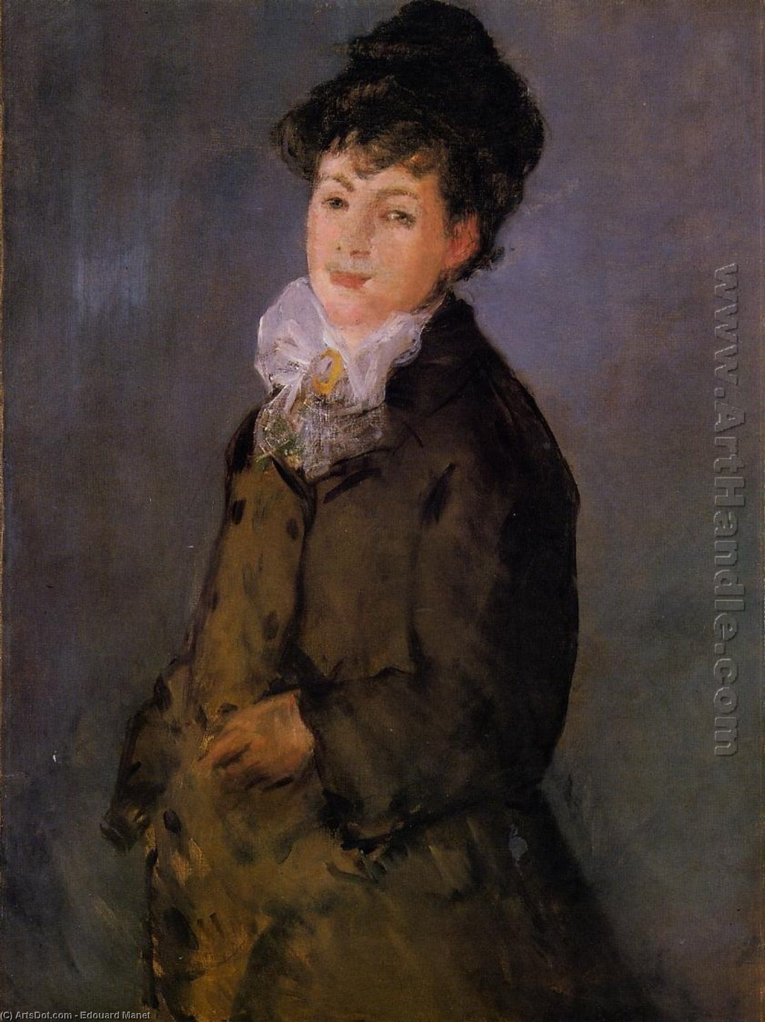 Wikioo.org – La Enciclopedia de las Bellas Artes - Pintura, Obras de arte de Edouard Manet - Isabelle Lemonnier con una bufanda blanca