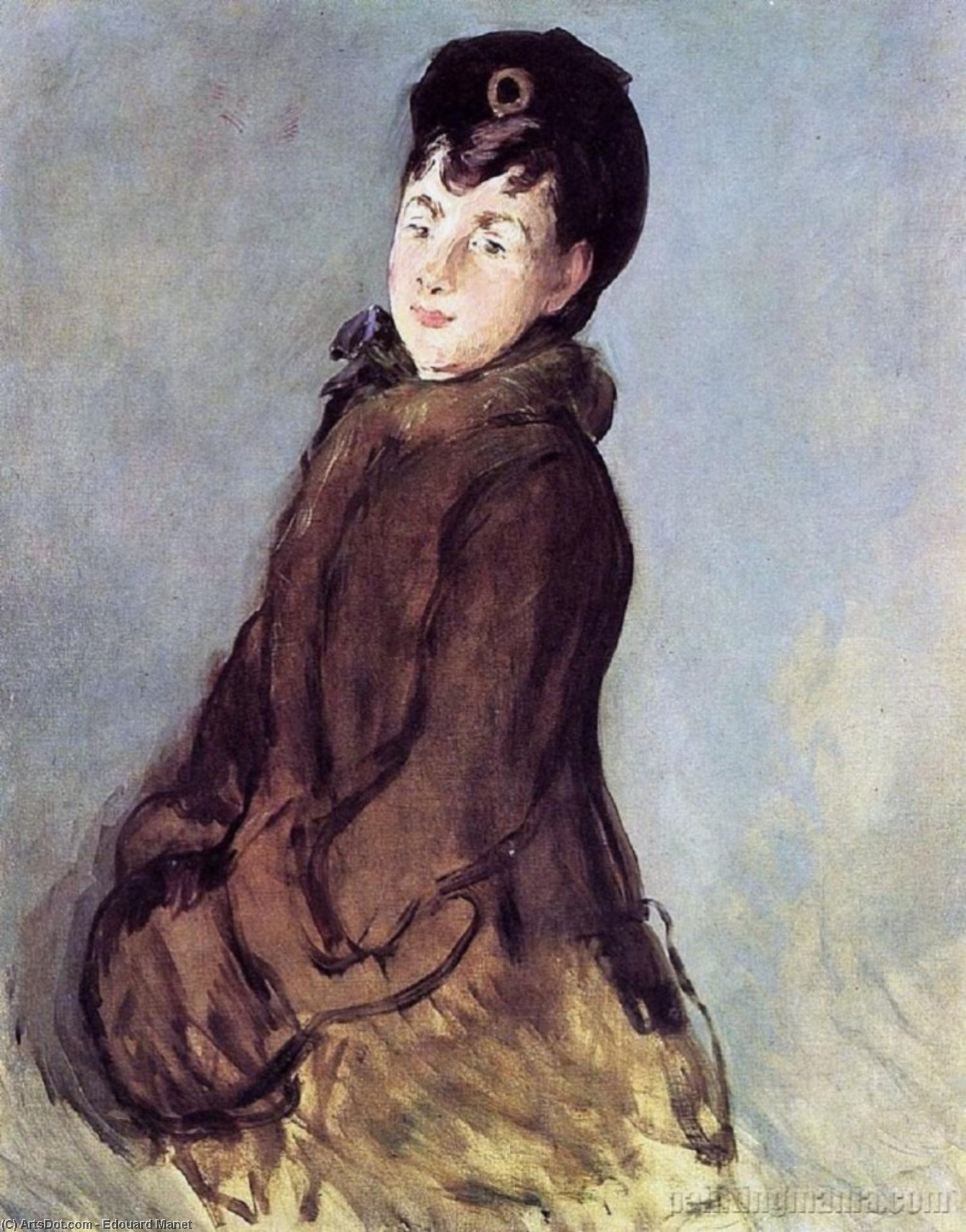 Wikioo.org - The Encyclopedia of Fine Arts - Painting, Artwork by Edouard Manet - Isabelle Lemonnier with Muff
