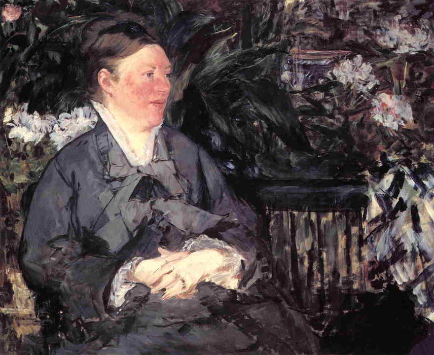 WikiOO.org - Encyclopedia of Fine Arts - Schilderen, Artwork Edouard Manet - Madame Manet in the Conservatory