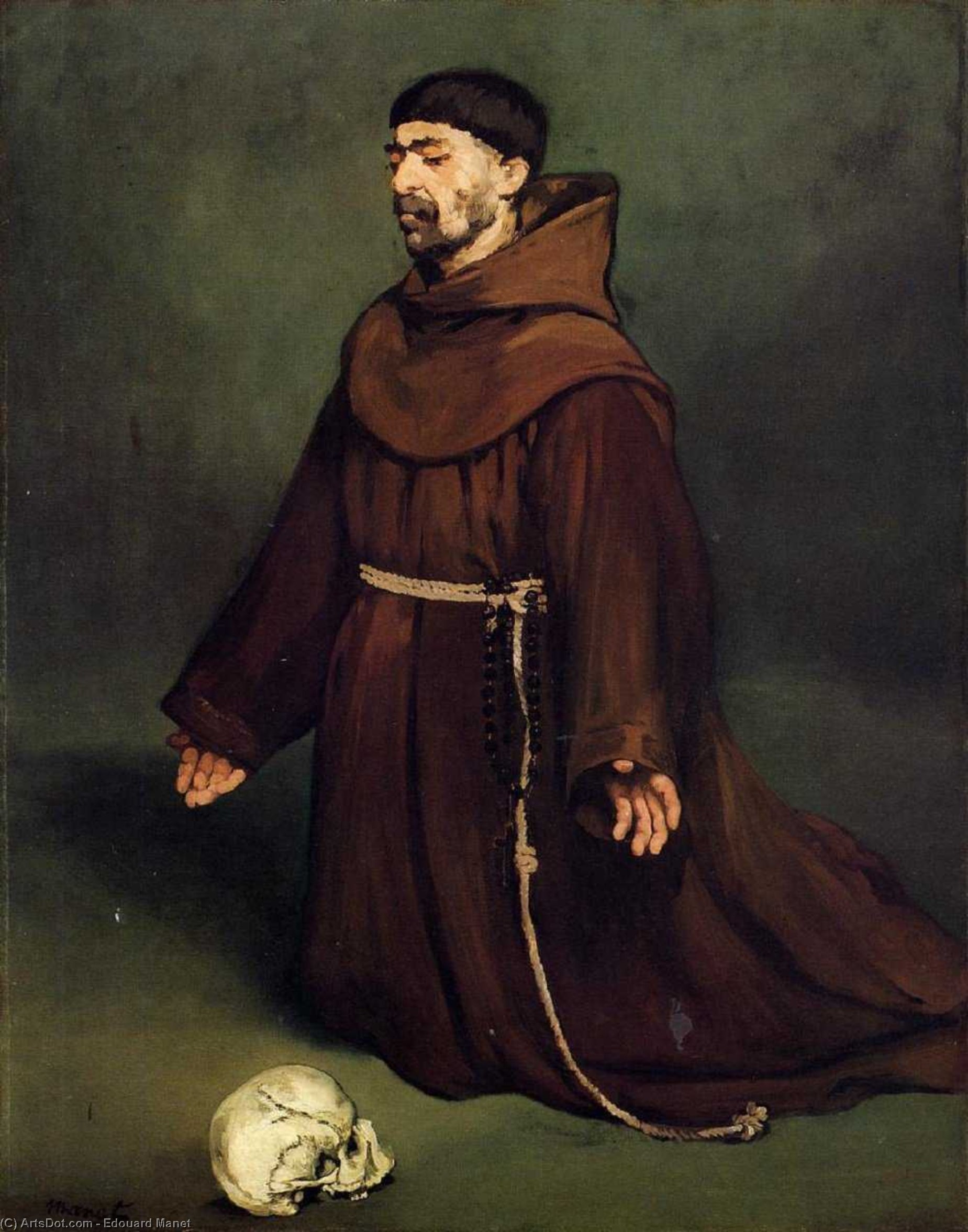 WikiOO.org - Güzel Sanatlar Ansiklopedisi - Resim, Resimler Edouard Manet - Monk at Prayer