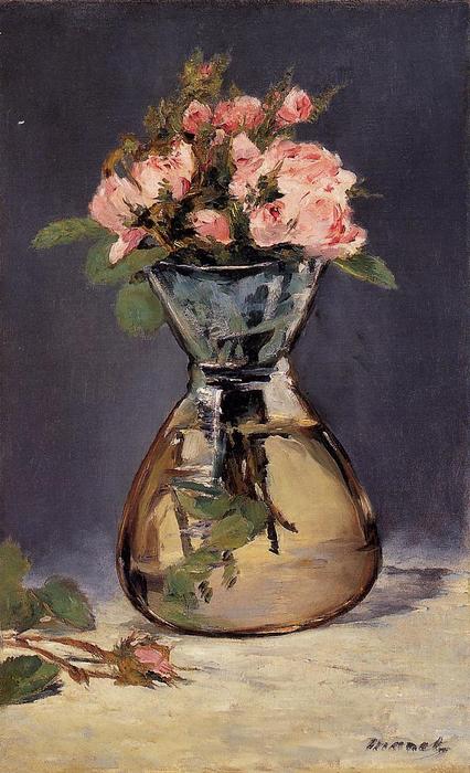 Wikioo.org - The Encyclopedia of Fine Arts - Painting, Artwork by Edouard Manet - Mosee Roses in a Vase