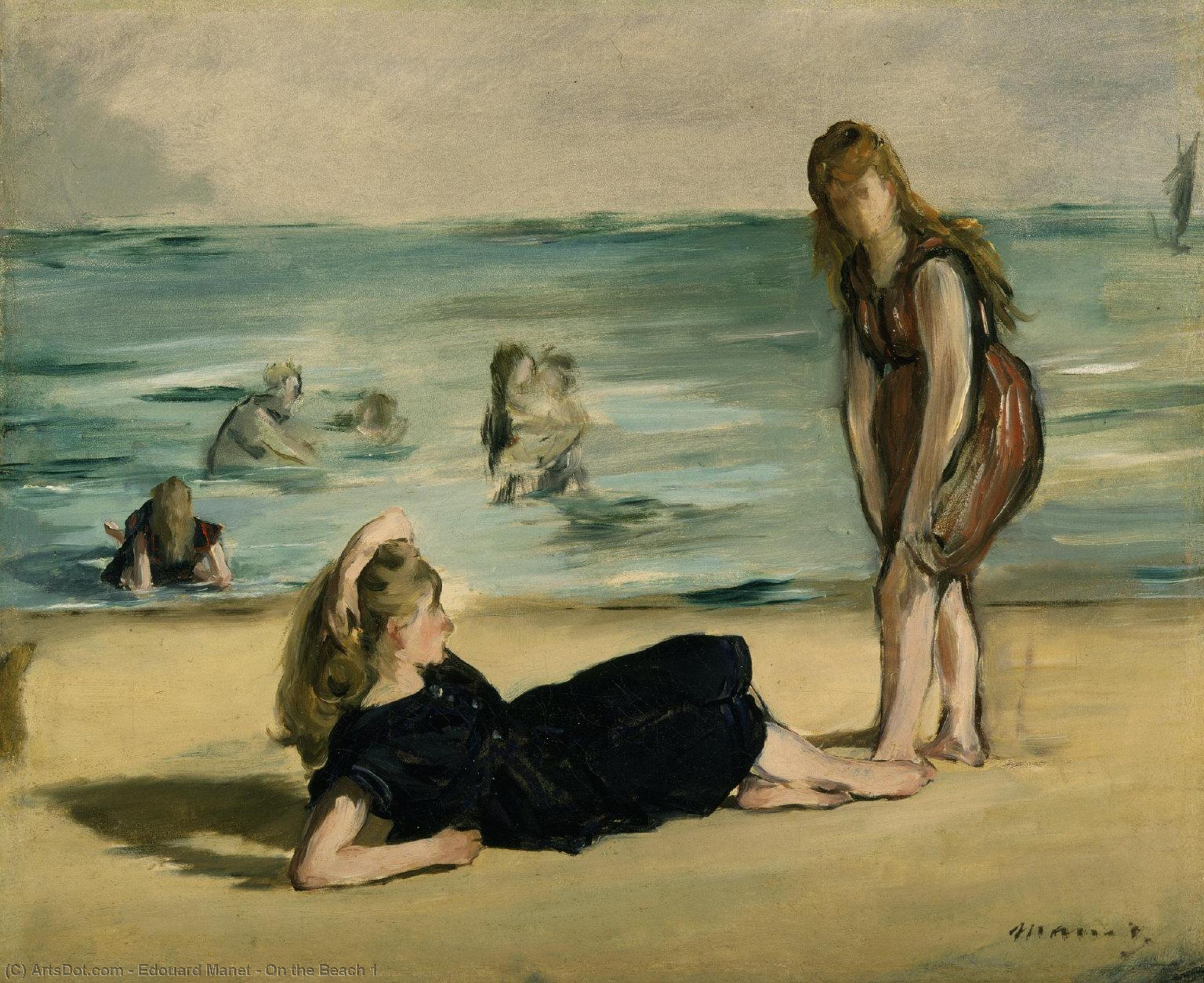 Wikioo.org – La Enciclopedia de las Bellas Artes - Pintura, Obras de arte de Edouard Manet - en playa 1