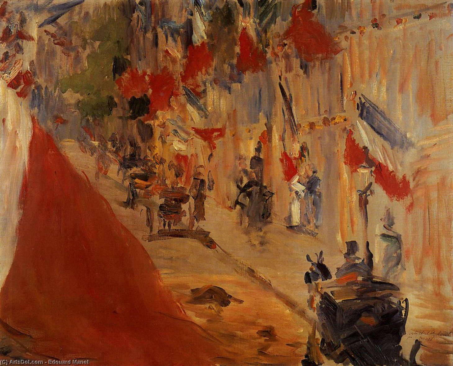 Wikioo.org - The Encyclopedia of Fine Arts - Painting, Artwork by Edouard Manet - Rue Mosnier decorated with Flags
