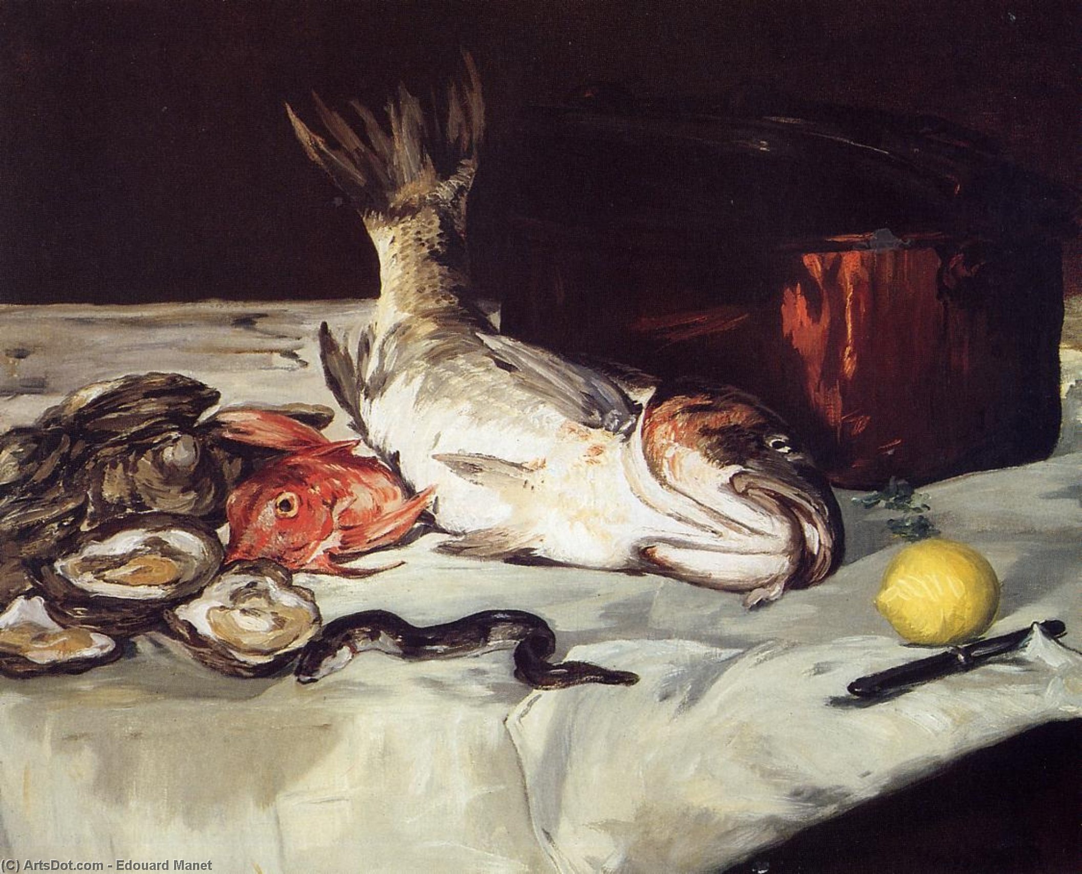 WikiOO.org - אנציקלופדיה לאמנויות יפות - ציור, יצירות אמנות Edouard Manet - Still Life with Fish