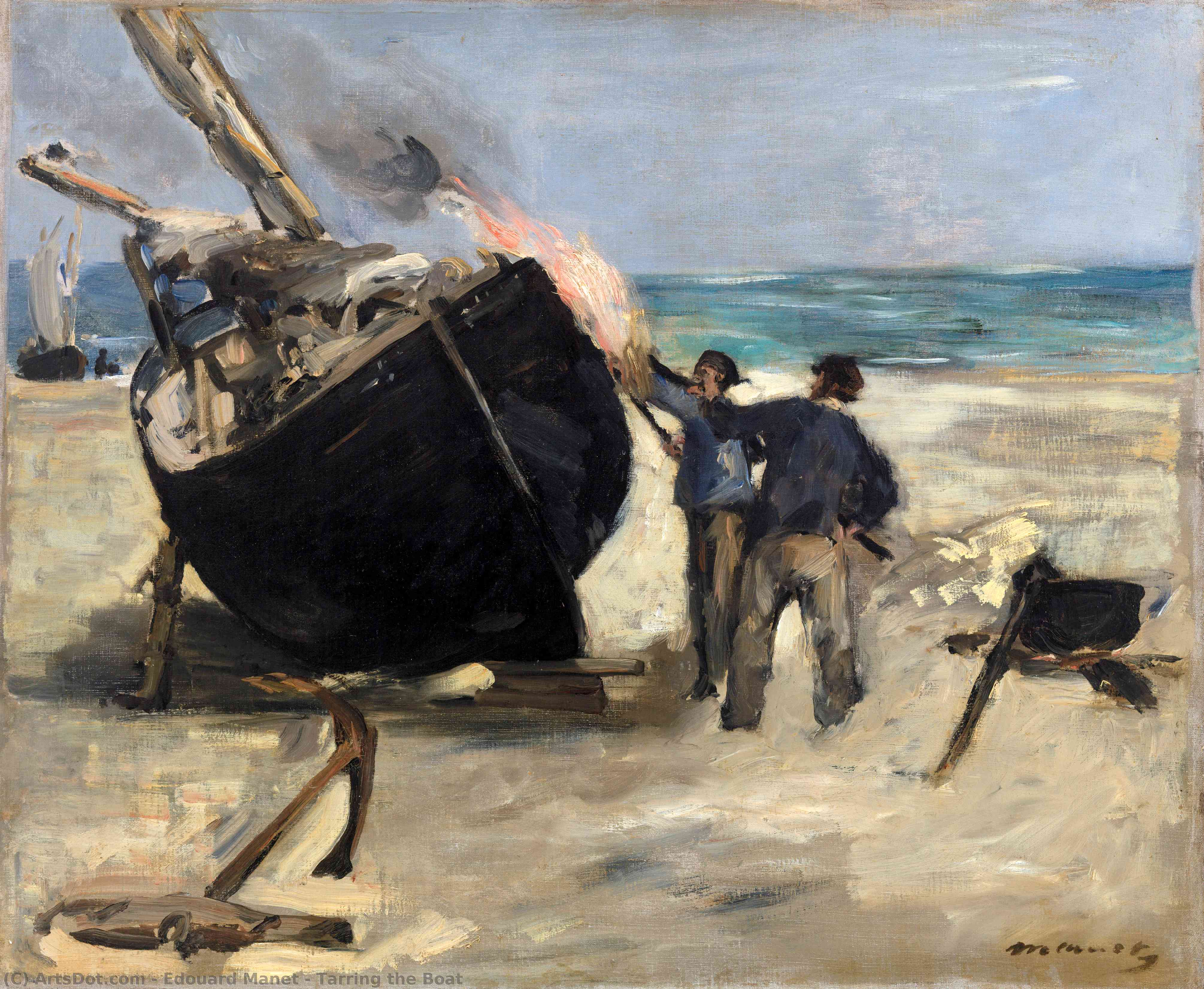 WikiOO.org - Енциклопедія образотворчого мистецтва - Живопис, Картини
 Edouard Manet - Tarring the Boat