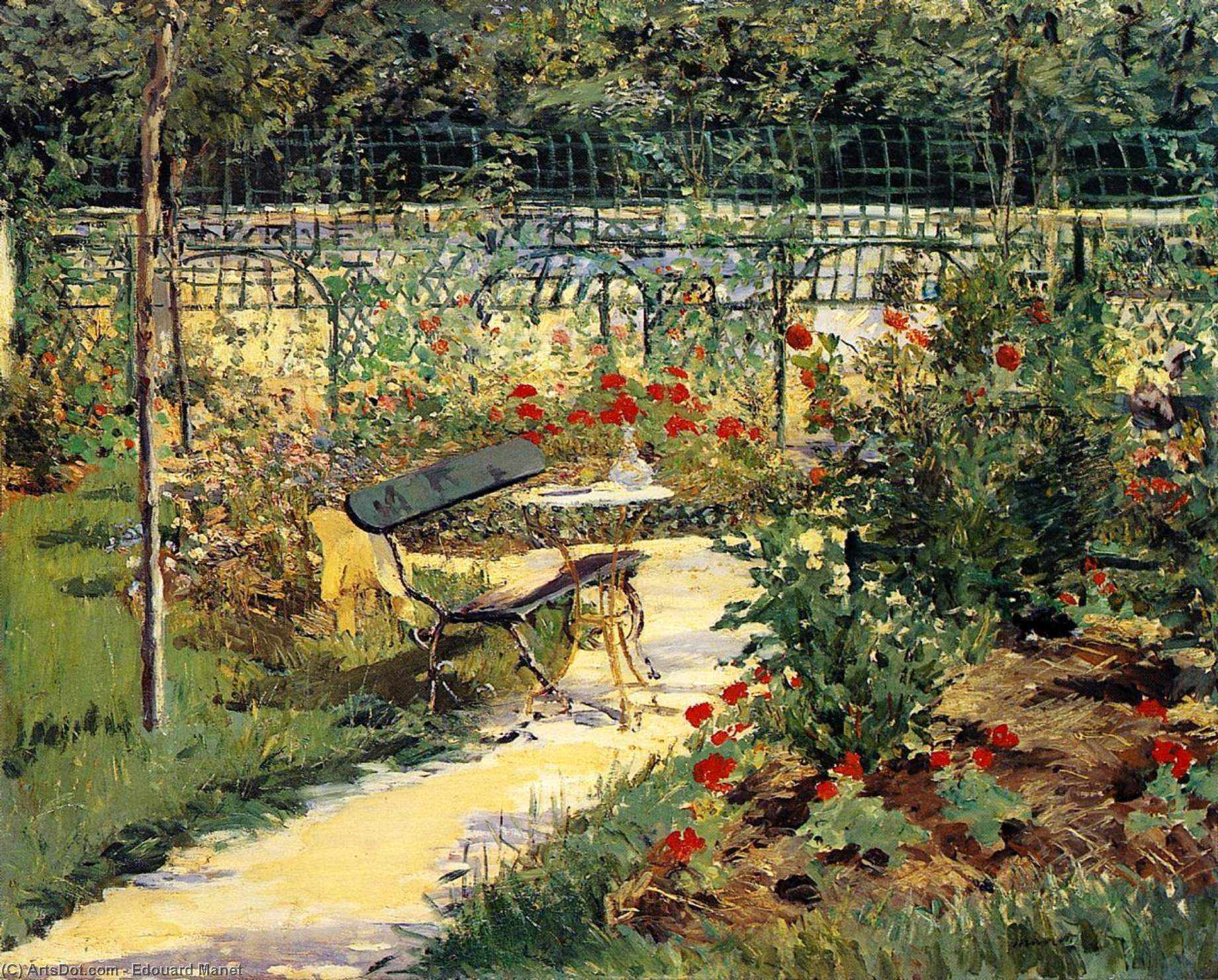 Wikioo.org - The Encyclopedia of Fine Arts - Painting, Artwork by Edouard Manet - The Bench (aka My Garden)