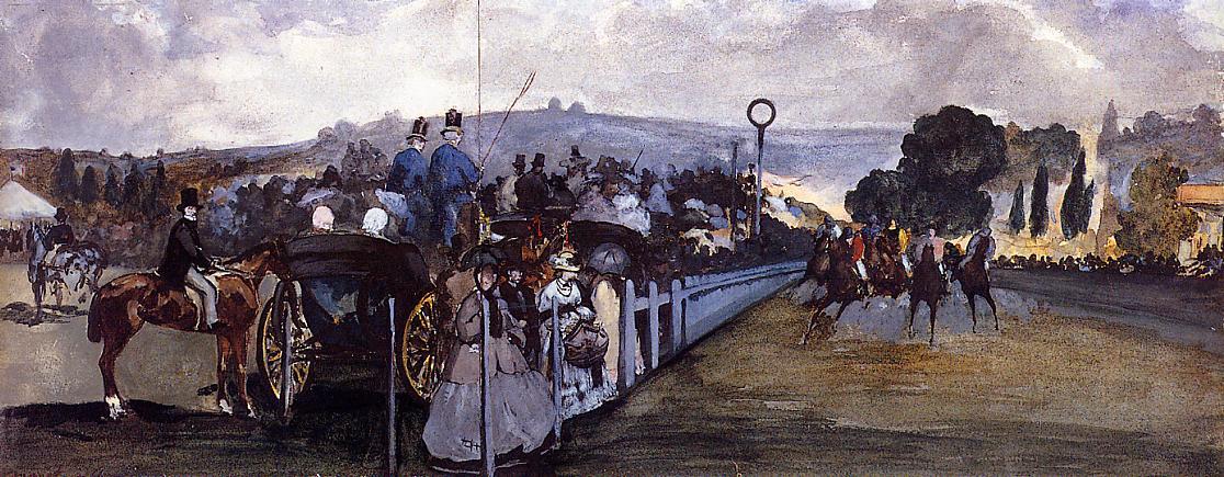WikiOO.org - Εγκυκλοπαίδεια Καλών Τεχνών - Ζωγραφική, έργα τέχνης Edouard Manet - The Races at Longchamp