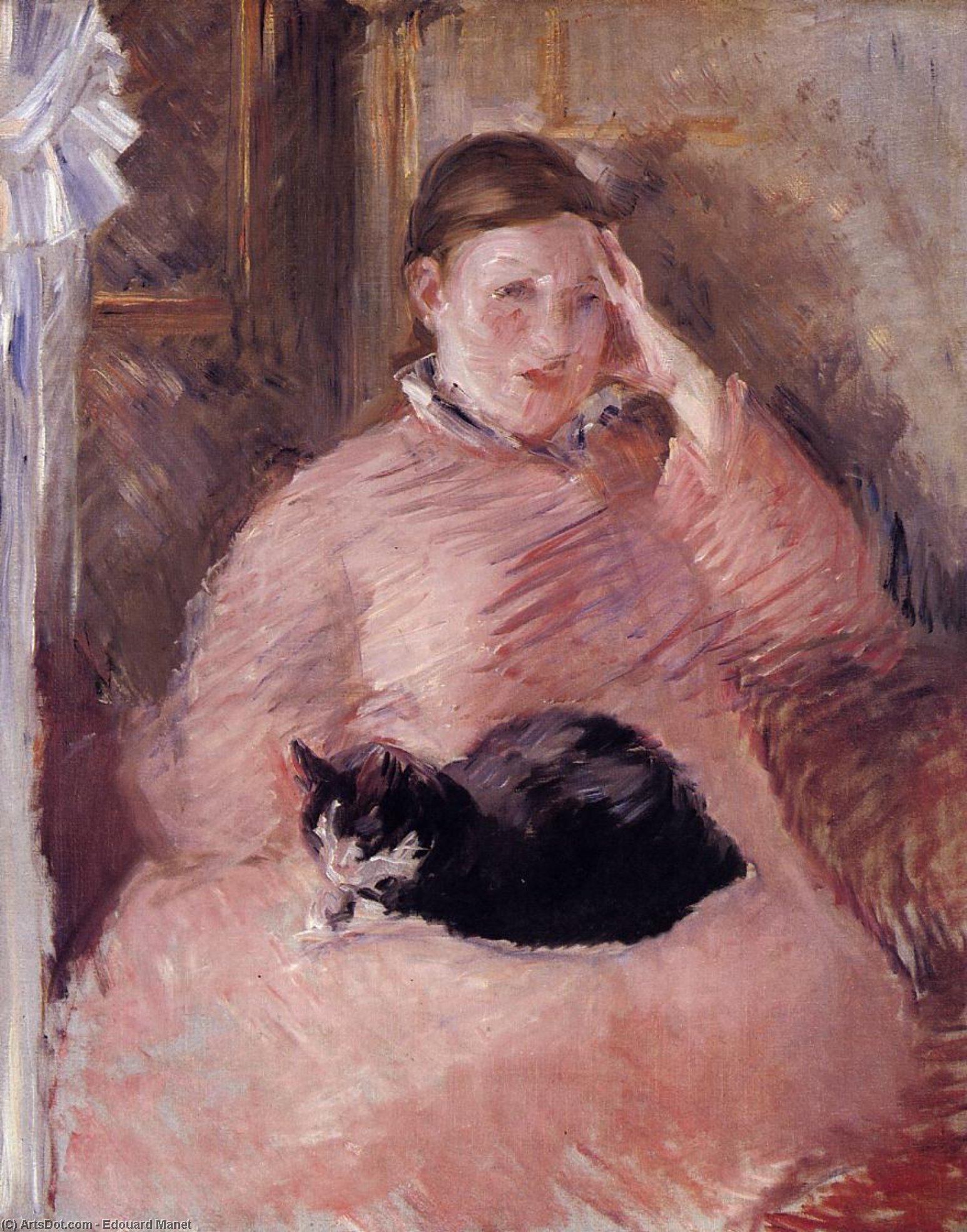 WikiOO.org - Encyclopedia of Fine Arts - Maľba, Artwork Edouard Manet - Woman with a Cat, Portrait of Madame Manet