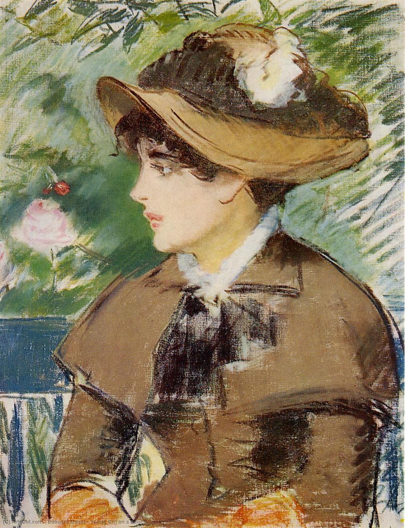 WikiOO.org - Encyclopedia of Fine Arts - Schilderen, Artwork Edouard Manet - Young Girl on a Bench