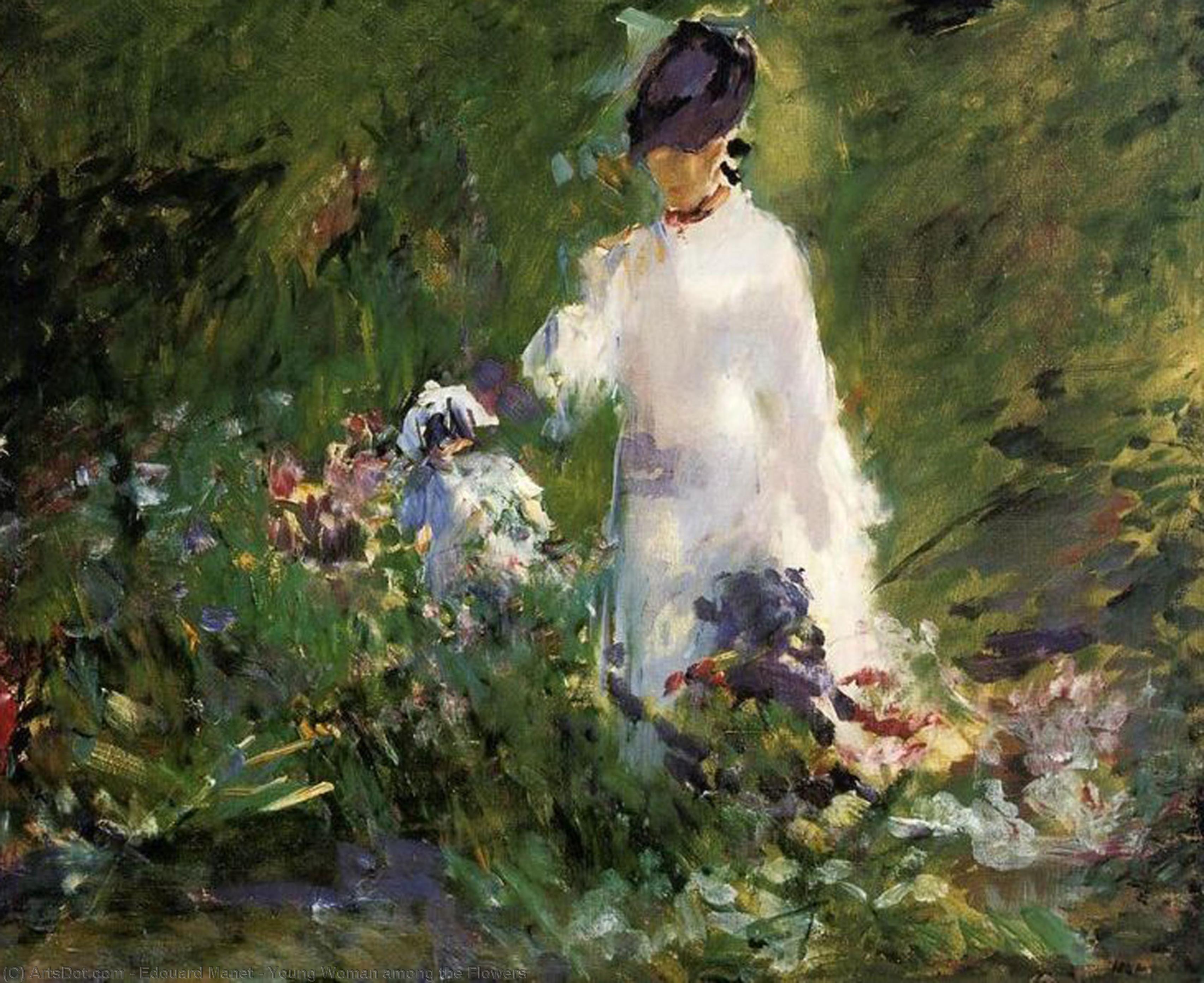 Wikioo.org - The Encyclopedia of Fine Arts - Painting, Artwork by Edouard Manet - Young Woman among the Flowers