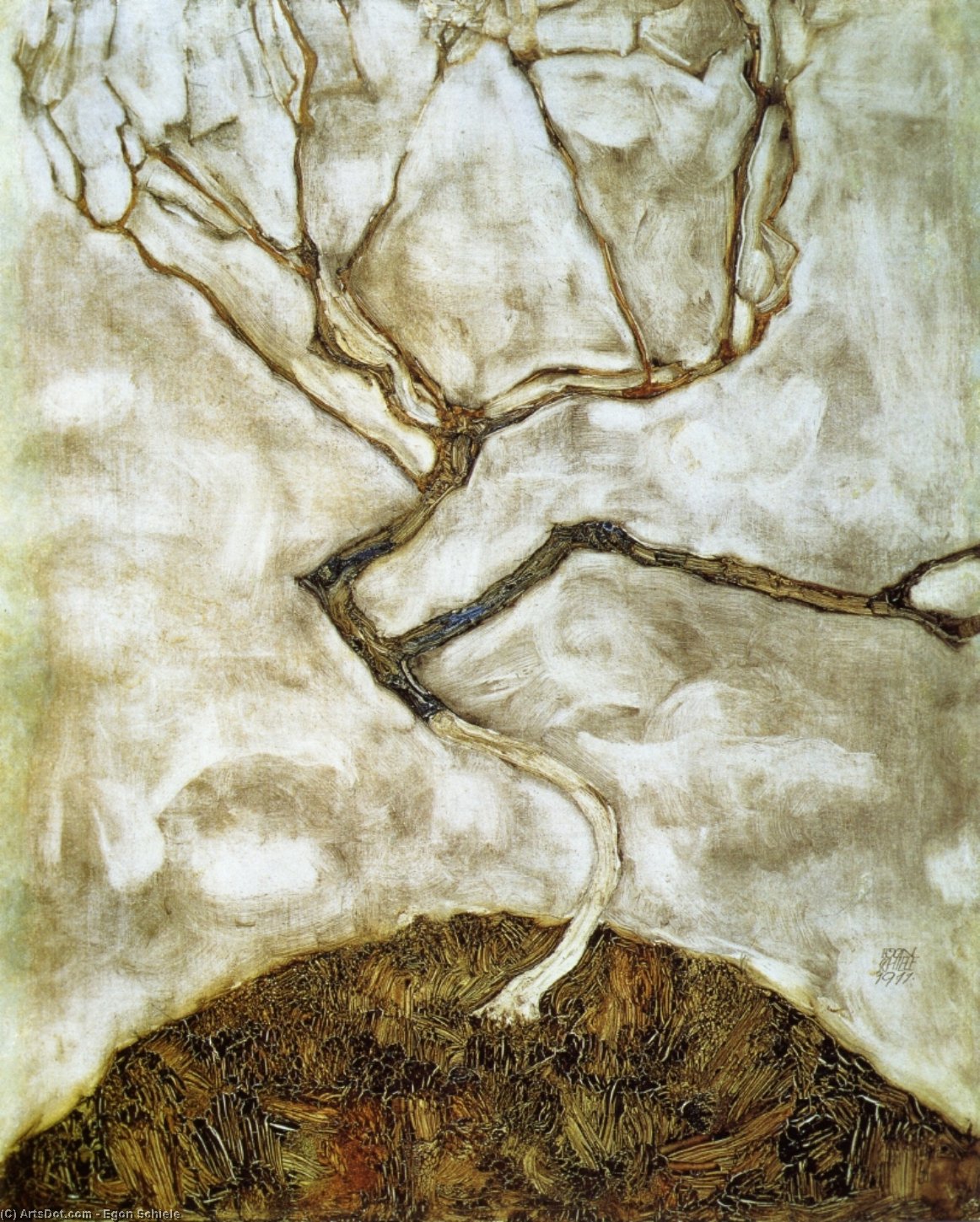 WikiOO.org - Enciclopedia of Fine Arts - Pictura, lucrări de artă Egon Schiele - A Tree in Late Autumn