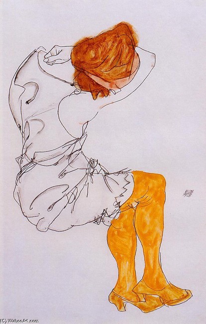 WikiOO.org - Encyclopedia of Fine Arts - Malba, Artwork Egon Schiele - Das Schlafende Madchen
