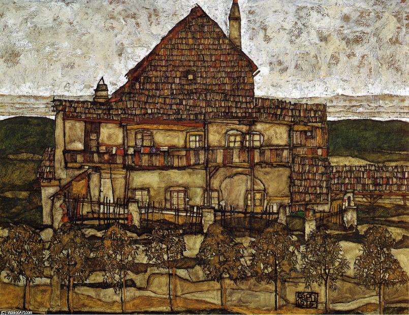 Wikioo.org - The Encyclopedia of Fine Arts - Painting, Artwork by Egon Schiele - House with Shingles