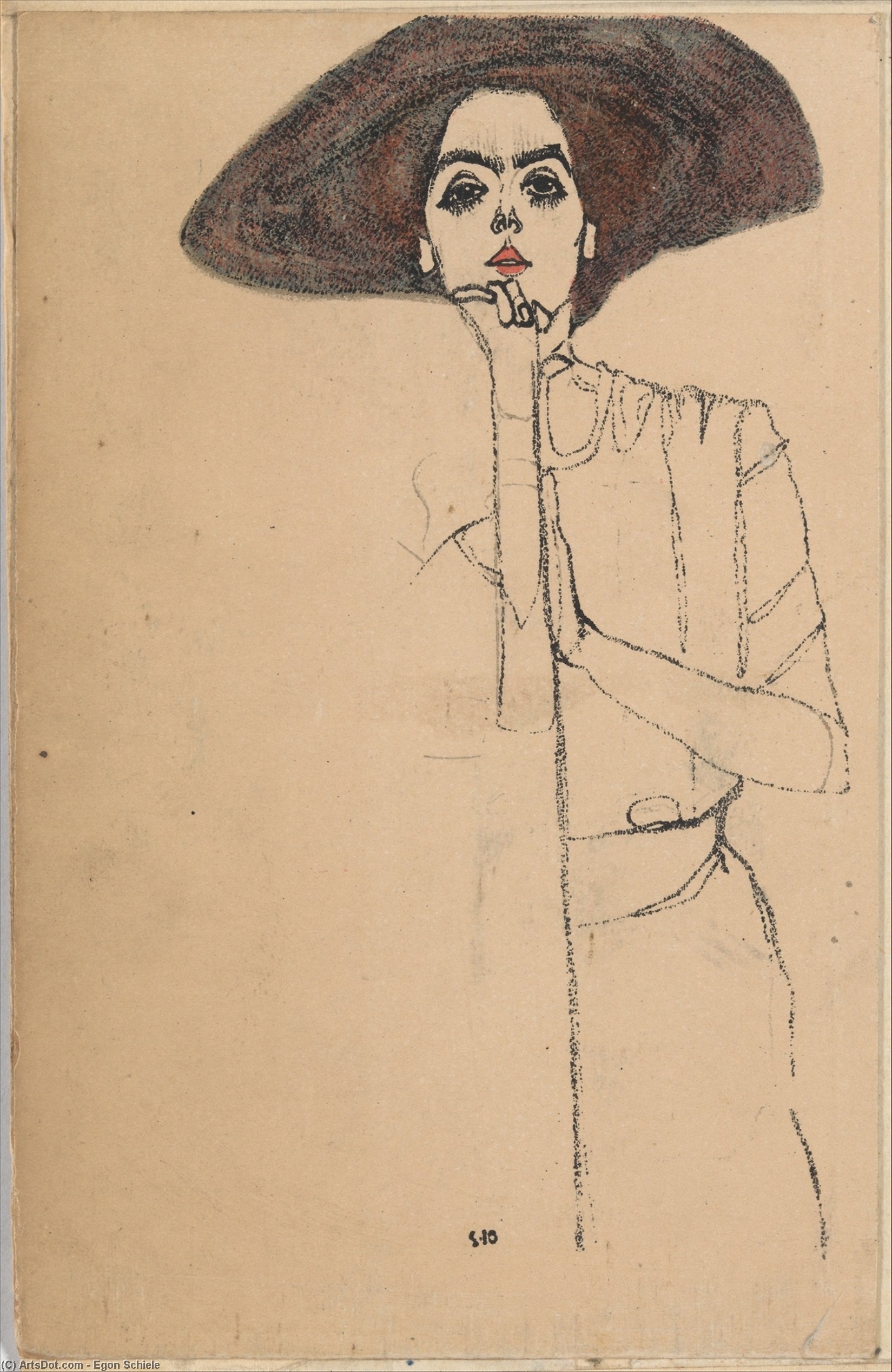 WikiOO.org - Encyclopedia of Fine Arts - Lukisan, Artwork Egon Schiele - Portrait of a Woman 1