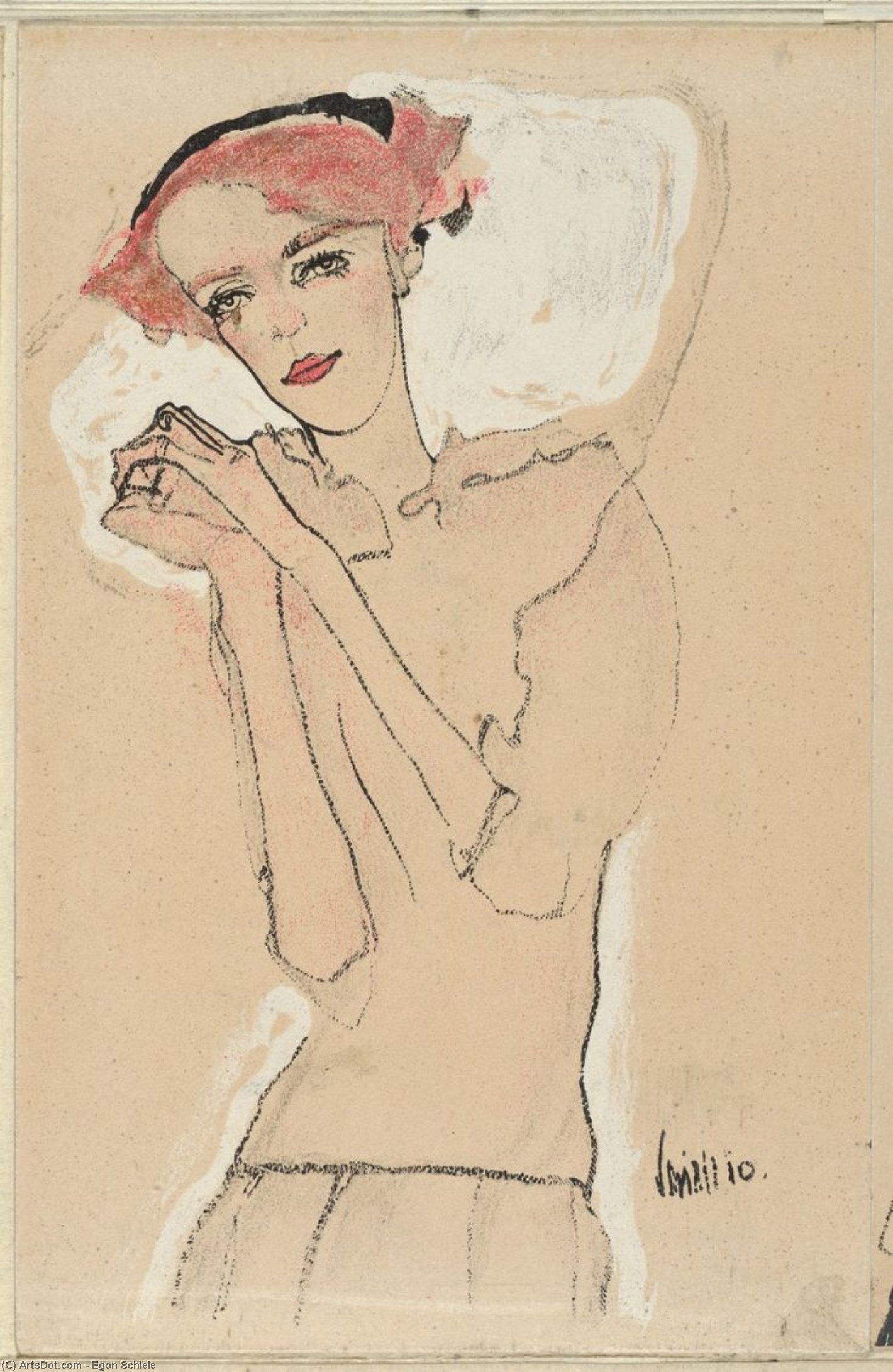 Wikioo.org - The Encyclopedia of Fine Arts - Painting, Artwork by Egon Schiele - Portrait of a Woman 3