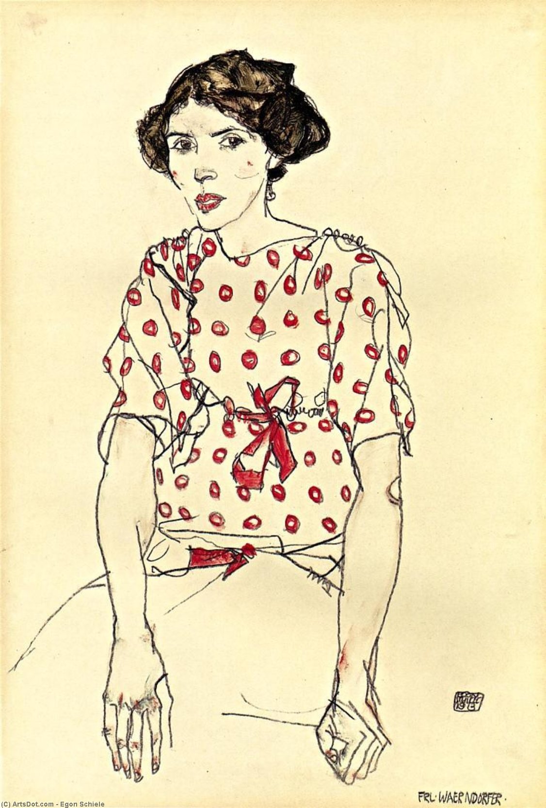 WikiOO.org - Encyclopedia of Fine Arts - Maalaus, taideteos Egon Schiele - Portrait of Miss Waerndorfer