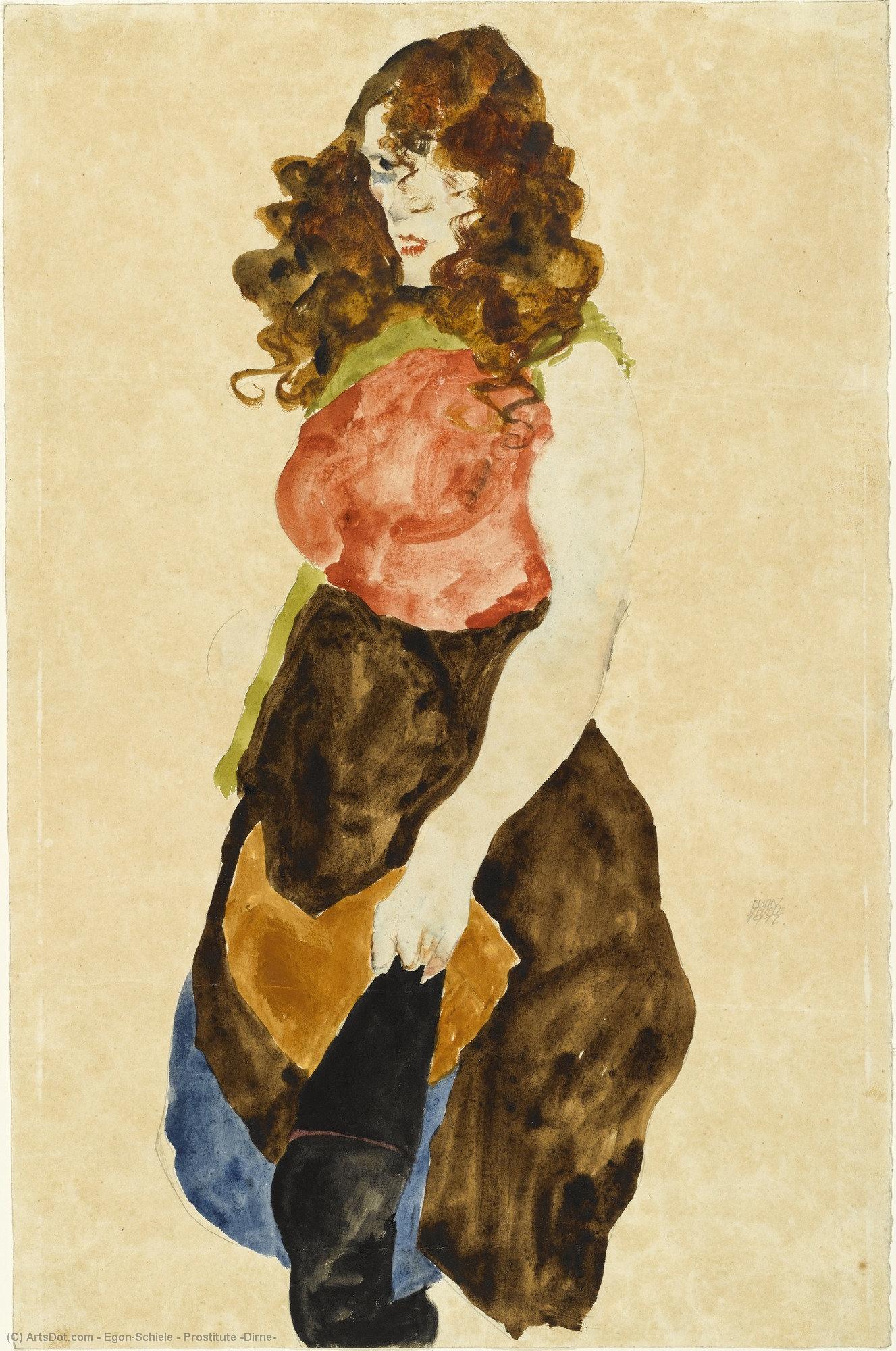 Wikioo.org - The Encyclopedia of Fine Arts - Painting, Artwork by Egon Schiele - Prostitute (Dirne)