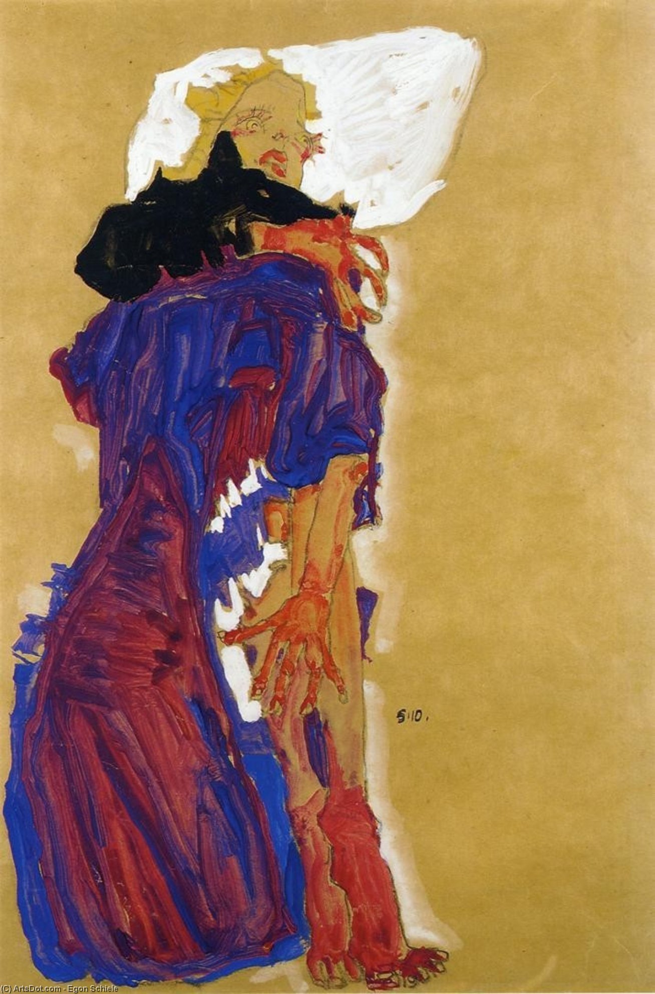 Wikioo.org - The Encyclopedia of Fine Arts - Painting, Artwork by Egon Schiele - Reclining Girl on a Pillow