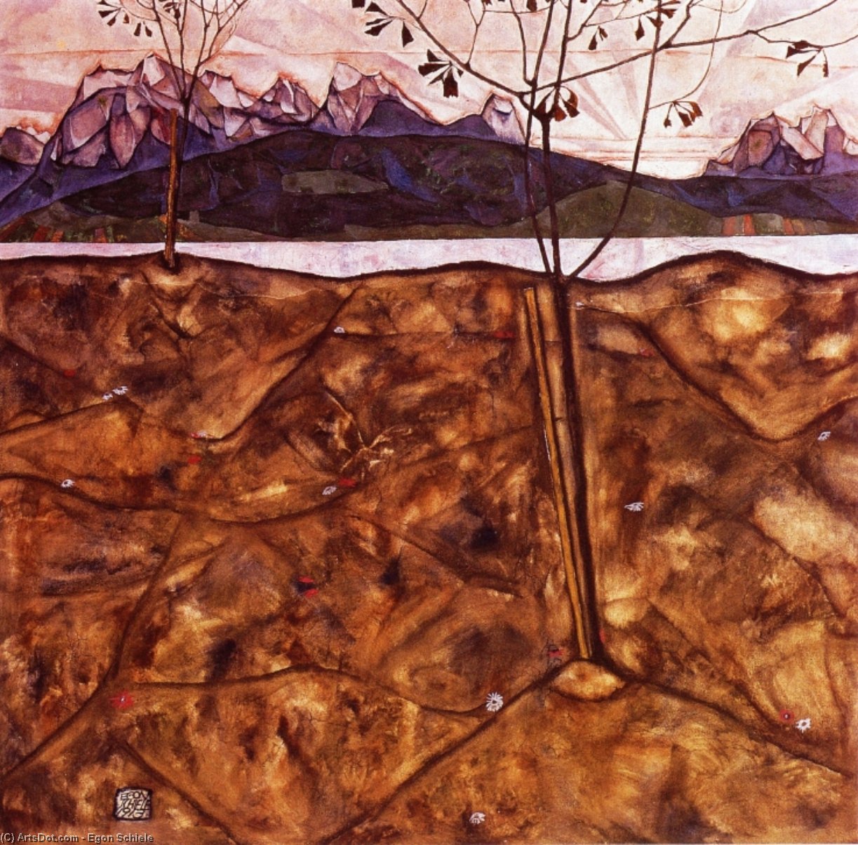 WikiOO.org – 美術百科全書 - 繪畫，作品 Egon Schiele - 河流景观