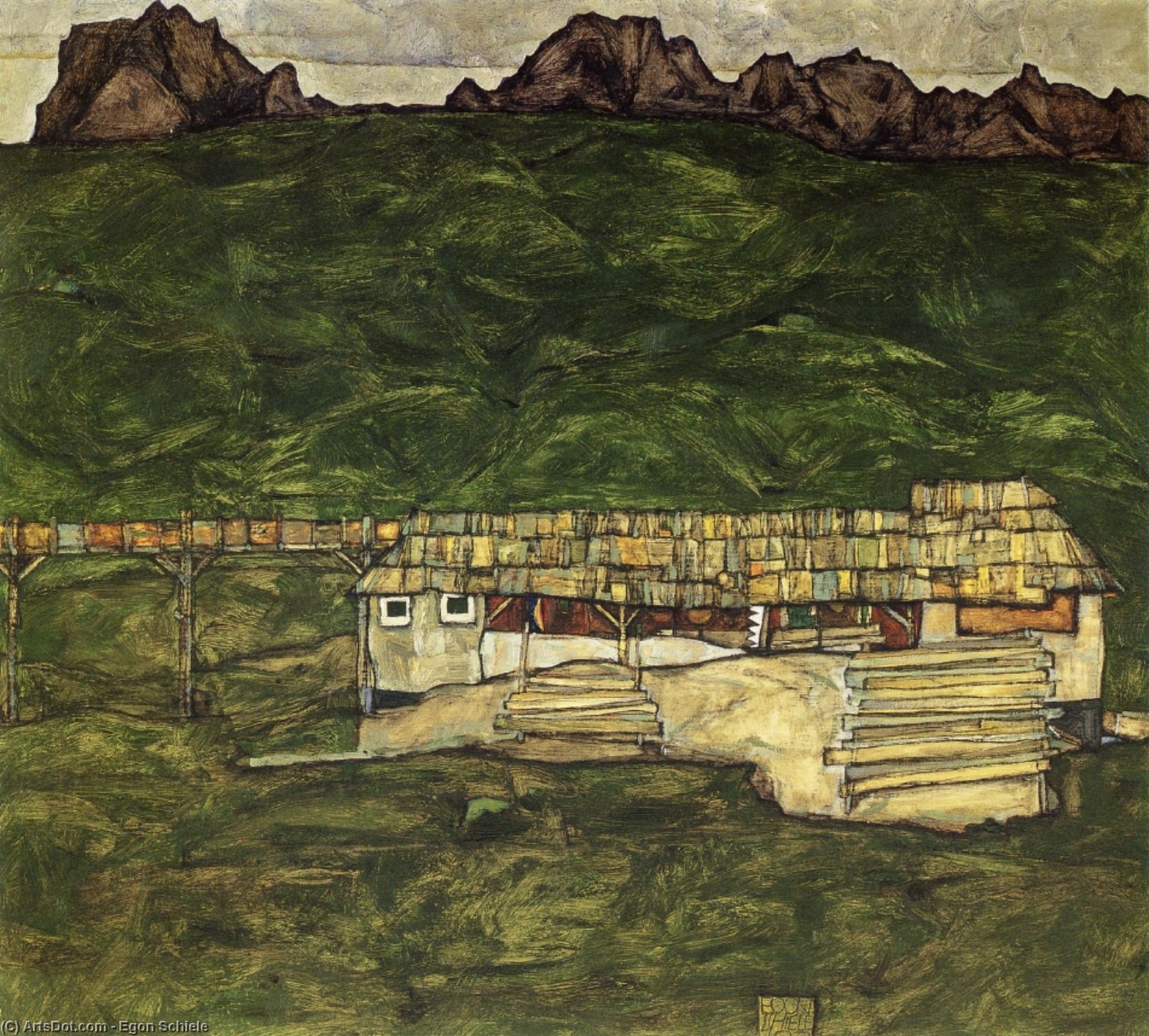 WikiOO.org – 美術百科全書 - 繪畫，作品 Egon Schiele - 锯木厂