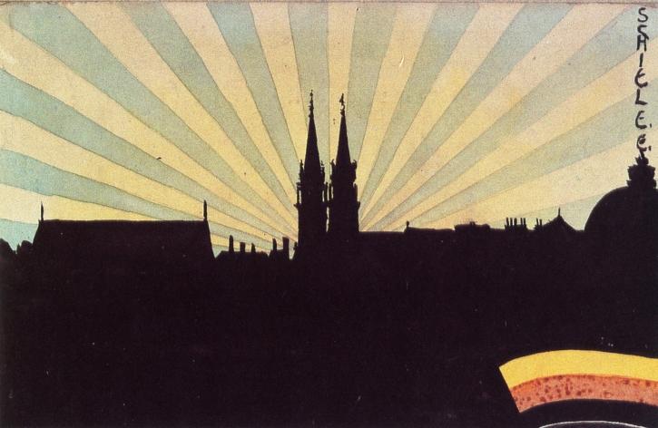 WikiOO.org - Enciclopedia of Fine Arts - Pictura, lucrări de artă Egon Schiele - Silhouette of Klosterneuburg