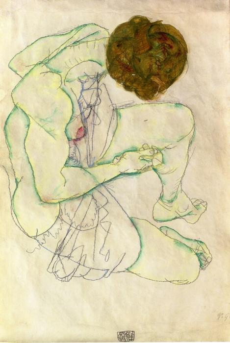 Wikioo.org - The Encyclopedia of Fine Arts - Painting, Artwork by Egon Schiele - Sitting Woman