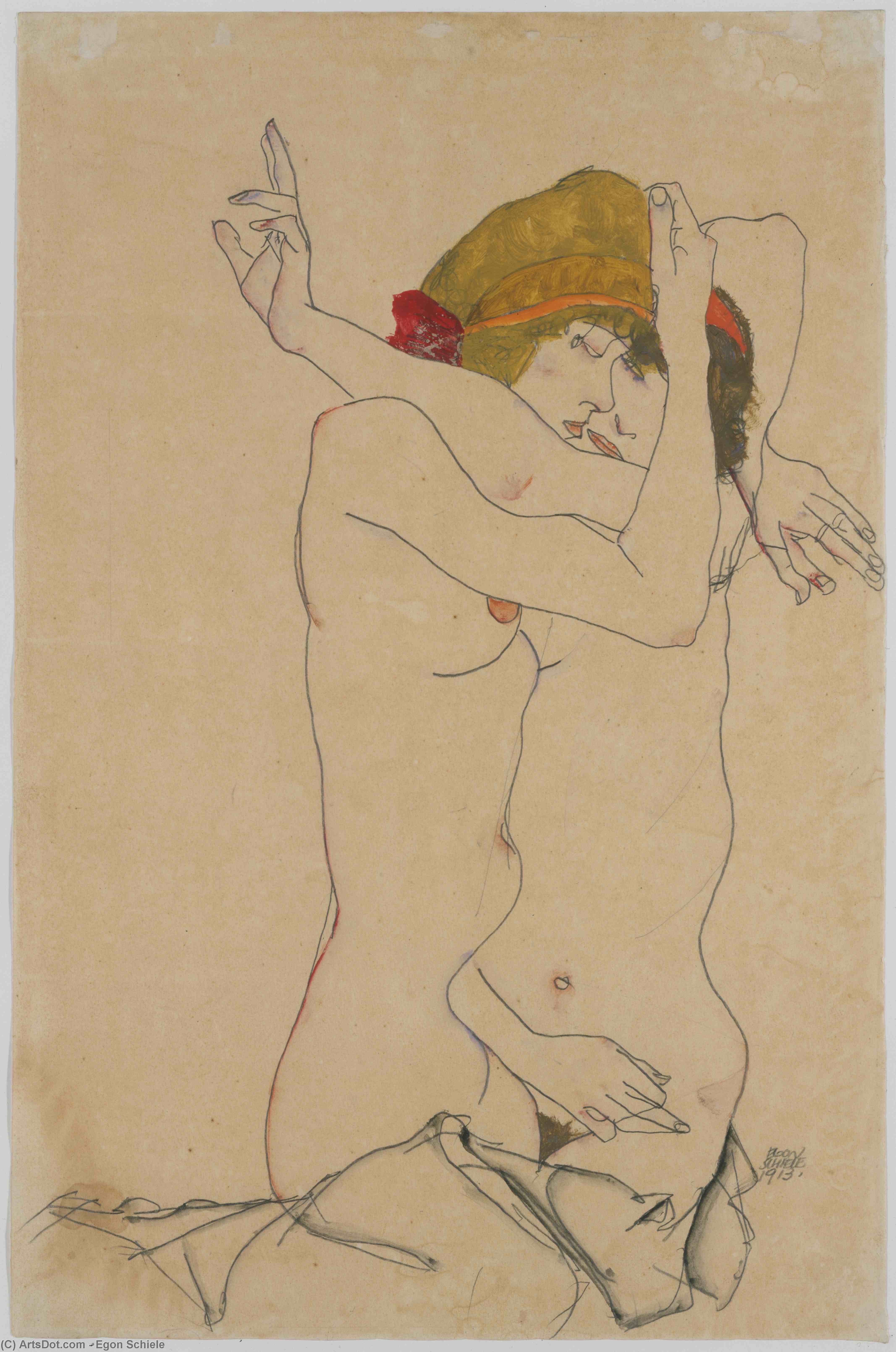 Wikioo.org - The Encyclopedia of Fine Arts - Painting, Artwork by Egon Schiele - Two Women Embracing 1