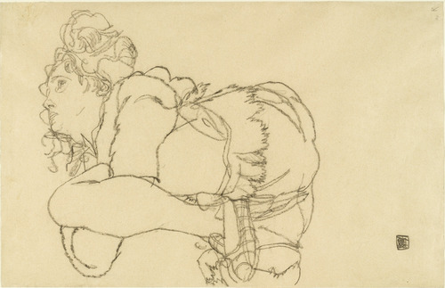 WikiOO.org - 백과 사전 - 회화, 삽화 Egon Schiele - Woman with Slipper