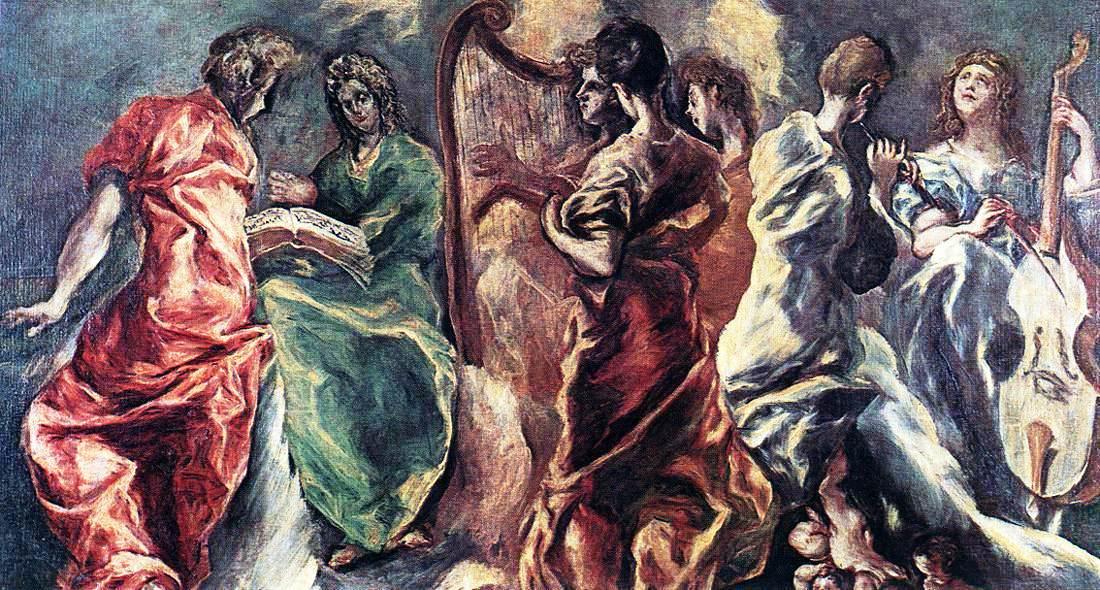 WikiOO.org - Энциклопедия изобразительного искусства - Живопись, Картины  El Greco (Doménikos Theotokopoulos) - Ангельский концерт